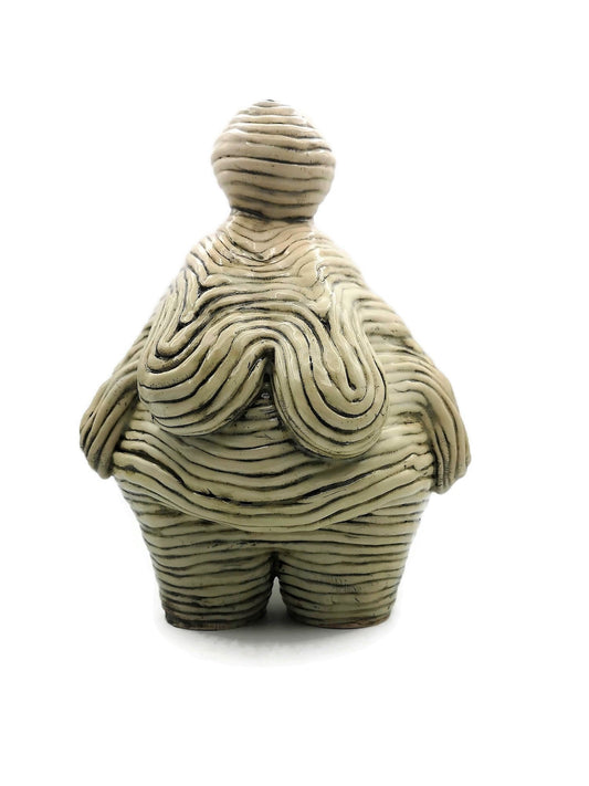 Handmade Stoneware Ceramic Goddess Statue, Mid Century Modern Female Sculpture Contemporary Art Textured Woman Large Floor Vase Wedding Gift - Ceramica Ana Rafael