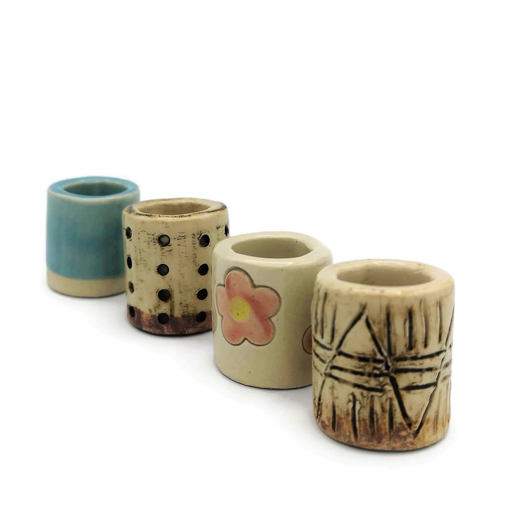 4Pc Assorted Large Tube Beads, Unique Clay Beads For Macrame, 35mm Long Ceramic Beads, Decorative Hand Painted Craft Beads With Large Hole - Ceramica Ana Rafael