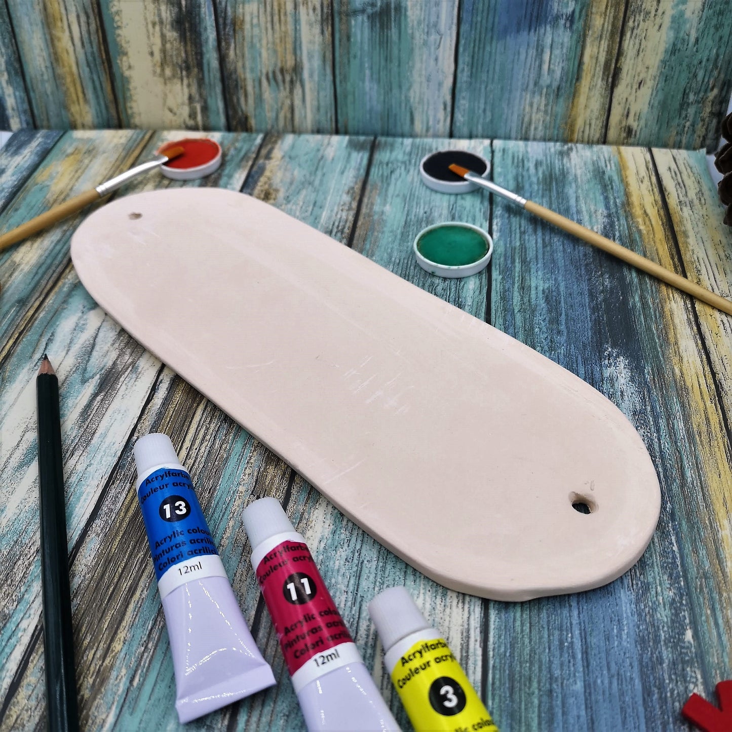 PLAQUE BLANKS, UNPAINTED Ceramic Bisque Tiles To Hang, Handmade Decorative Tiles, Diy Craft Kit Ready To Paint - Ceramica Ana Rafael