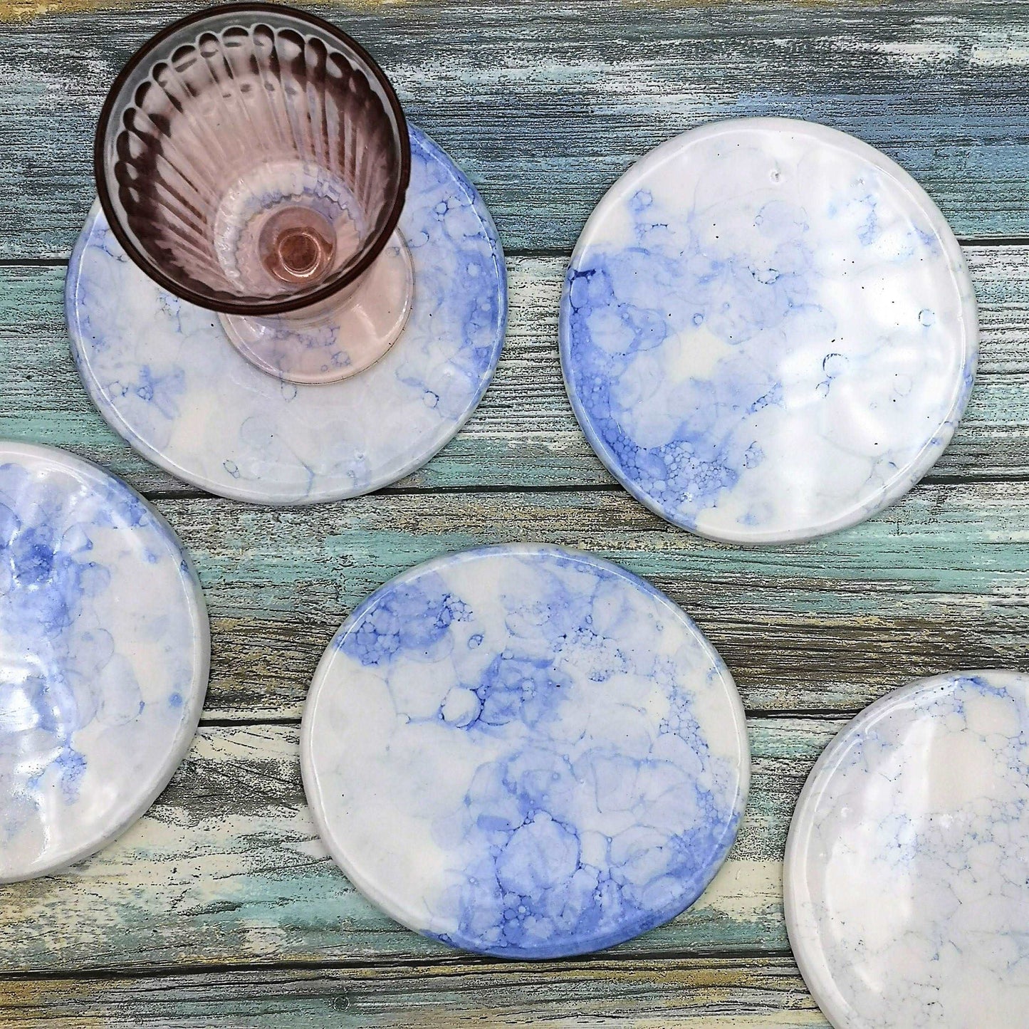 1Pc Handmade Ceramic Coasters, Modern Round Shaped Tile For Office Desk Decor, Mothers Day Gift From Daughter, Housewarming Gift First Home