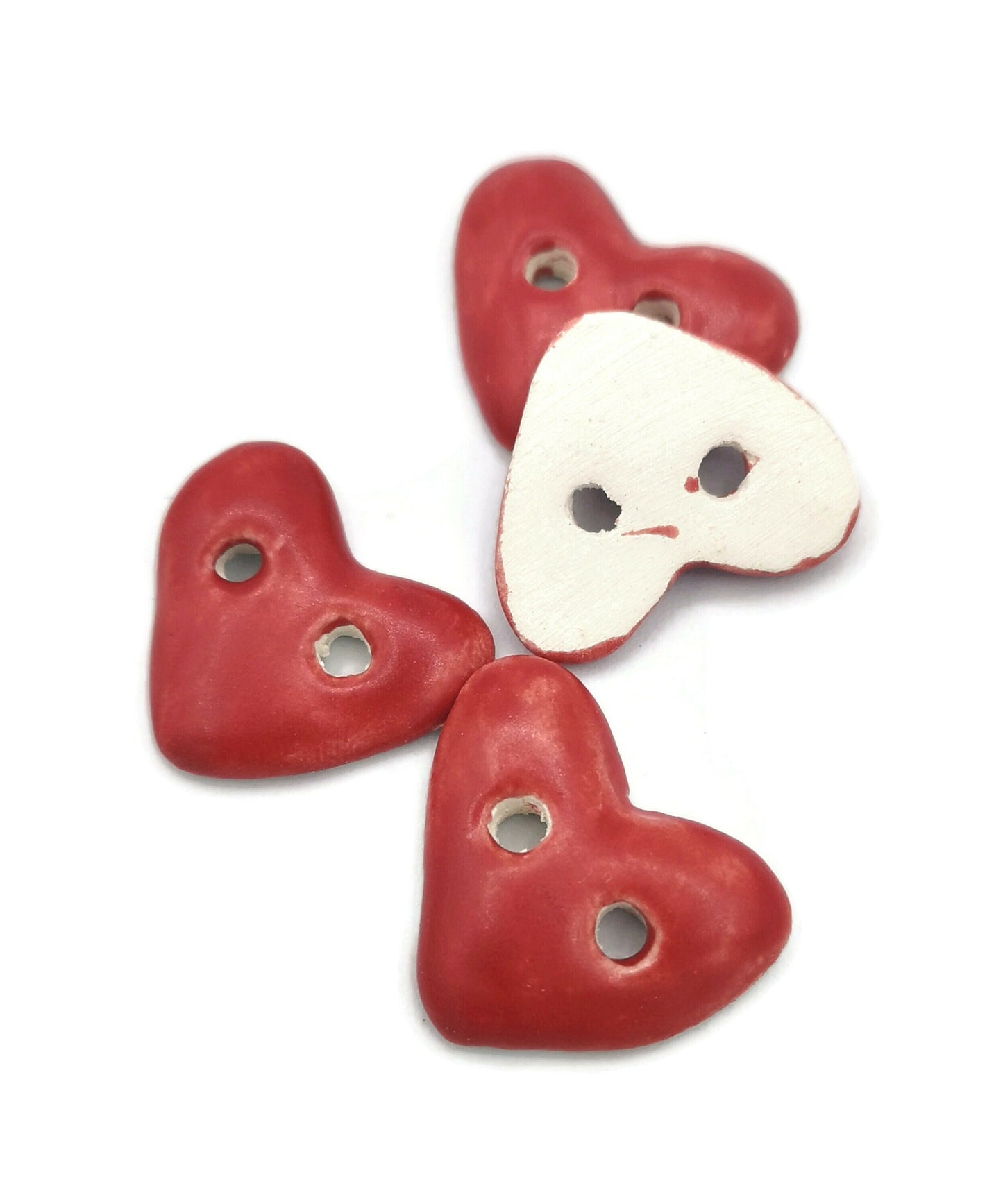 HEART BUTTON, NOVELTY Sewing Buttons, Set Of 4 Heart Shaped Buttons For Crafs, Ventines Day Decor - Ceramica Ana Rafael