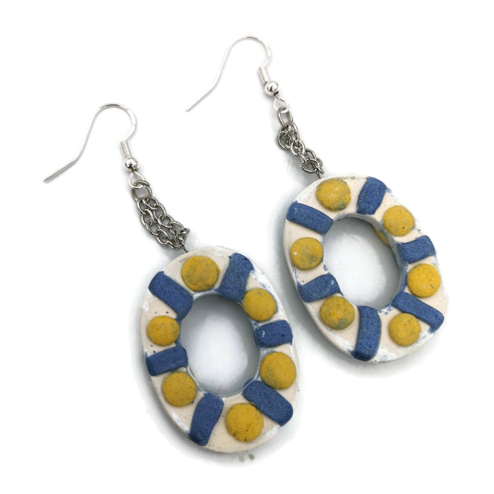 STATEMENT EARRINGS DANGLE, Clay Earrings, Handmade Ceramic Aesthetic Earrings, Dangle Earrings For Mom Birthday Gift From Daughter - Ceramica Ana Rafael