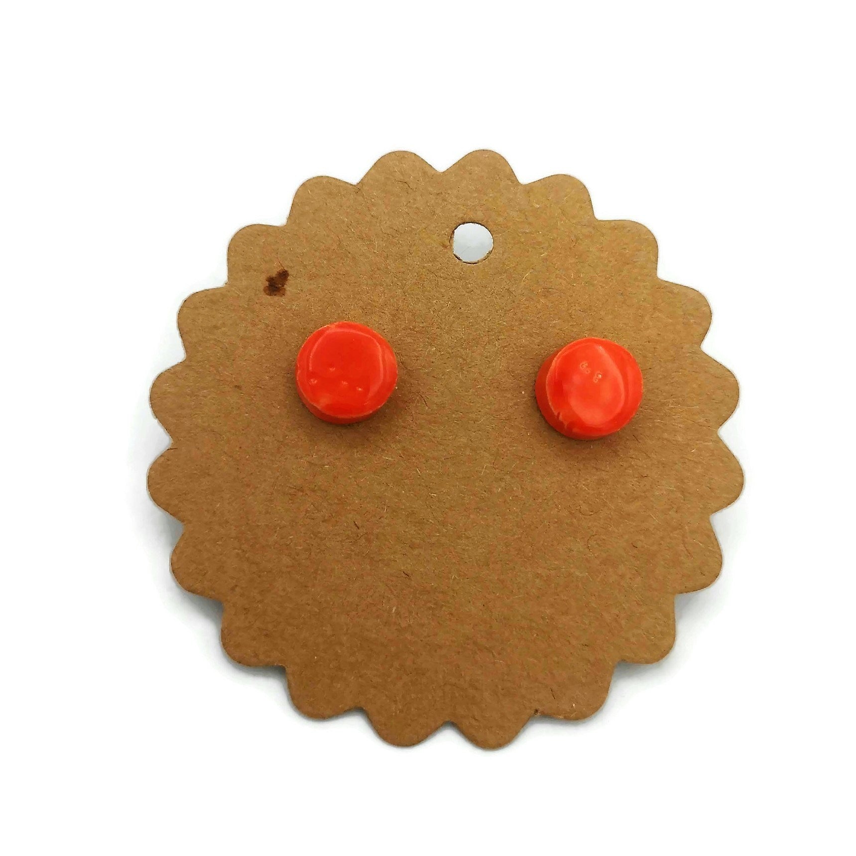 Simple Stud Earrings For Women, Ceramic Orange Earrings, Tiny Stud Earrings, Aesthetic Handmade Jewelry Minimal Best Gifts For Her - Ceramica Ana Rafael