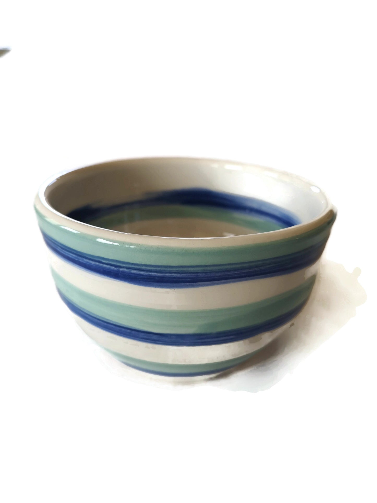 Hand Painted Turquoise Blue Striped Bowl, housewarming gift first home for her, Mom Birthday Gifts From Daughter, Best Sellers Pasta Bowls - Ceramica Ana Rafael