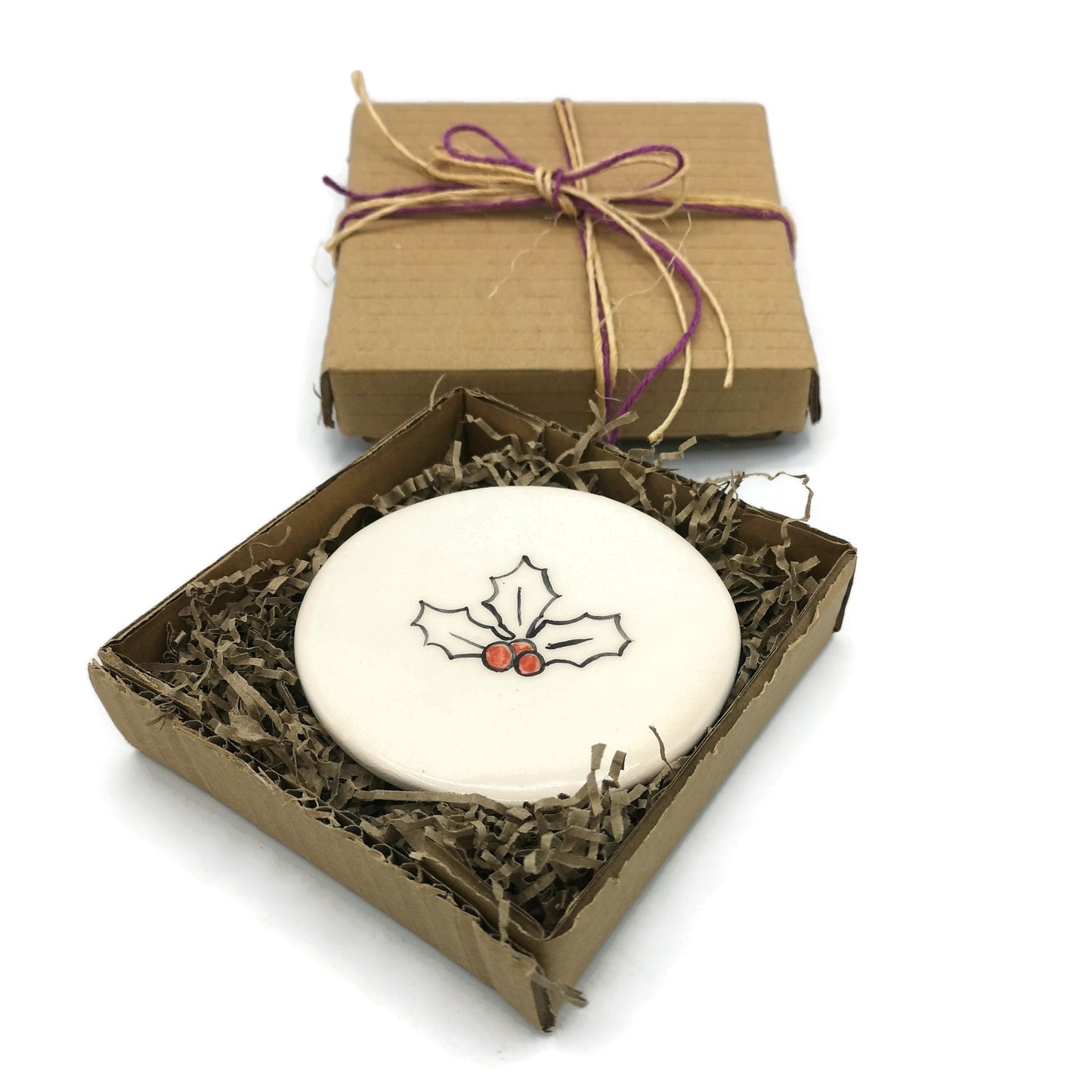 christmas coasters for drinks, round coaster pottery, trending now, ceramic coasters handmade - Ceramica Ana Rafael