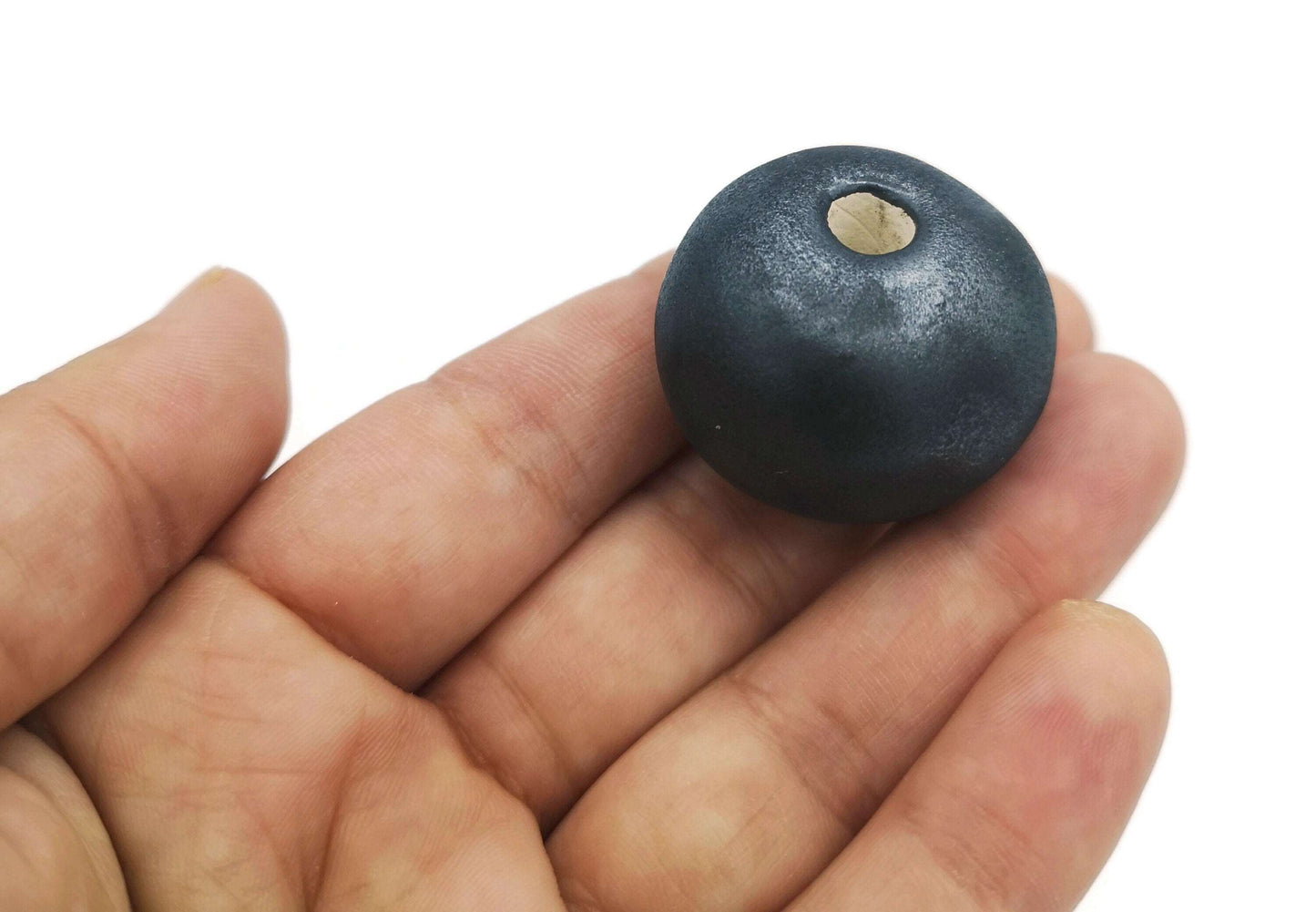 1Pc 30/25/20mm Handmade Ceramic Extra Large Macrame Beads with Large Holes 7mm- Round Clay Beads for Unique Jewelry Making - Bubblegum Style