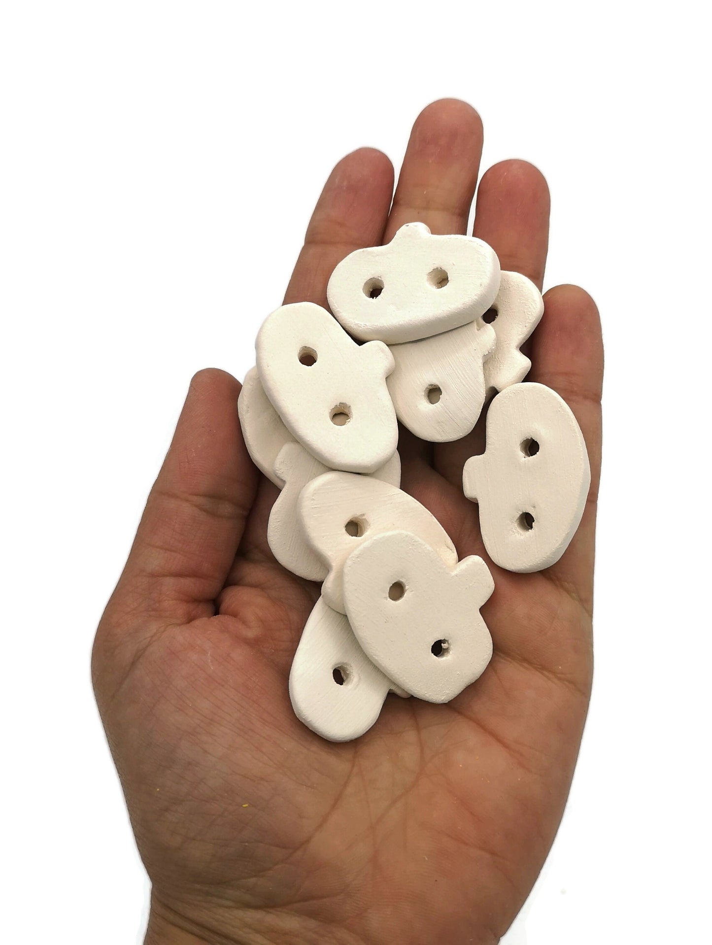 6/10Pc Handmade Ceramic Bisque Pumpkin Sewing Buttons For Crafts, Blank Novelty Halloween Clay Buttons Ready To Paint - Ceramica Ana Rafael
