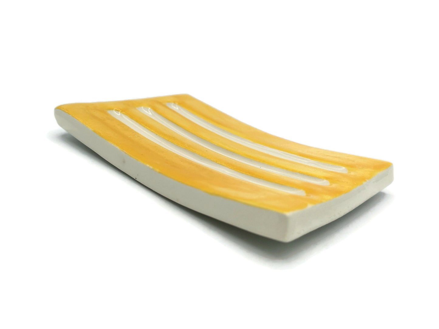 Yellow Handmade Ceramic Soap Dish With Drain For Bathroon, Zero Waste Soap Bar Holder, Artisan Pottery Tray, Decorative Clay Soap Dish - Ceramica Ana Rafael