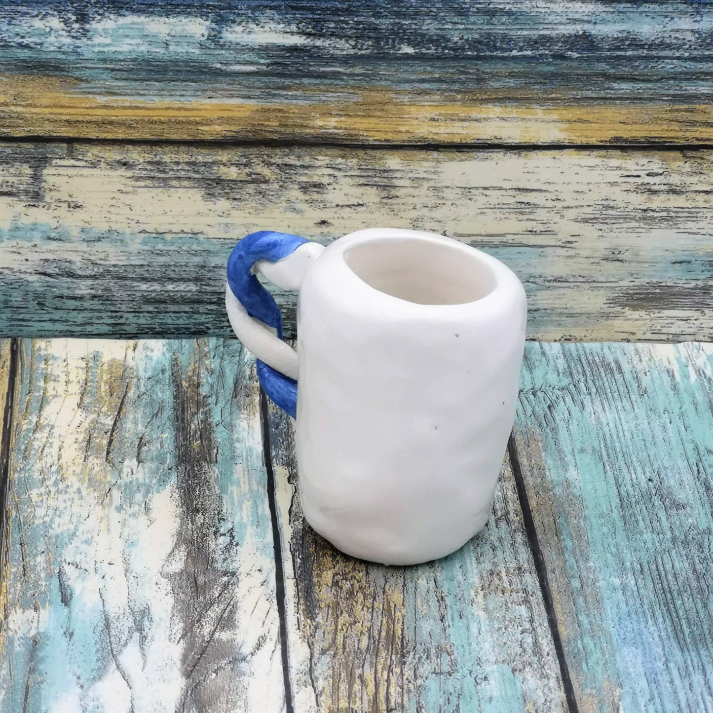 Handmade Ceramic Espresso Cup Hand Painted Blue, Fathers Day Best Gifts For Him, Coffee Lover Gift, Dad Birthday Gift - Ceramica Ana Rafael