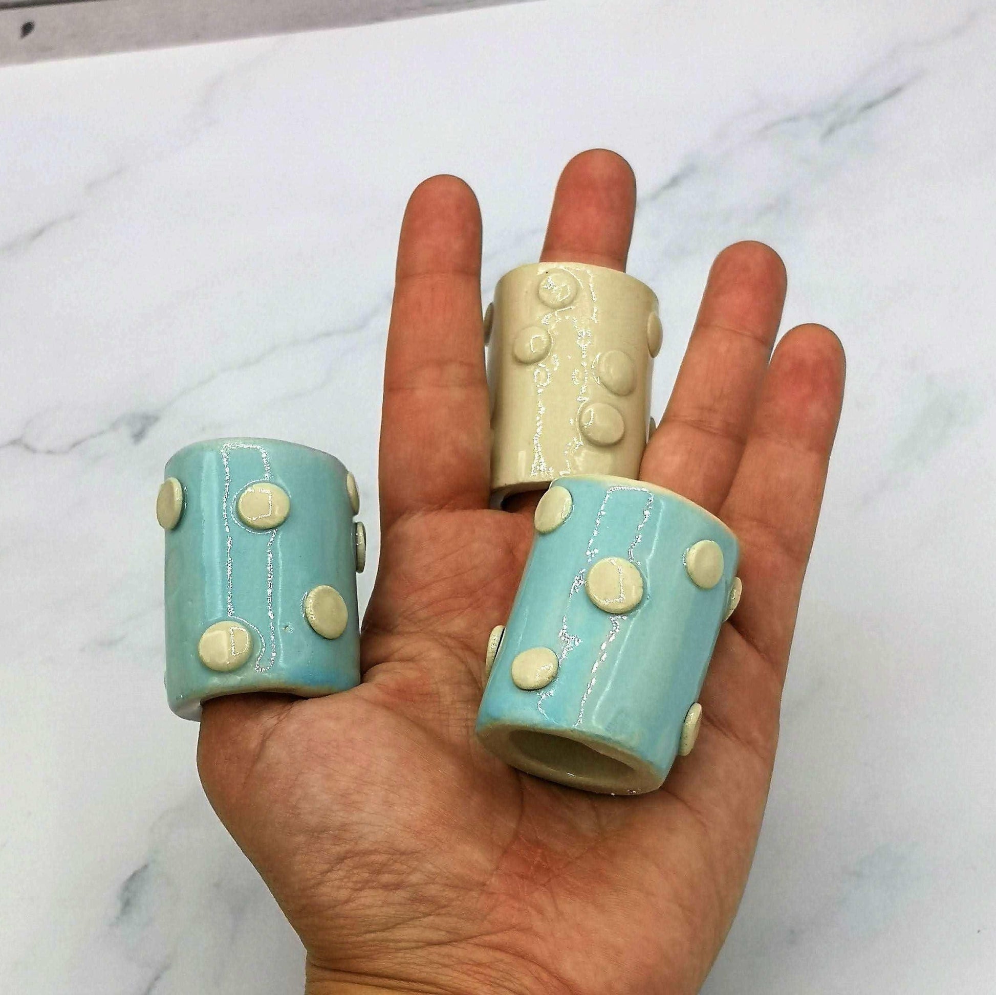 1Pc Extra Large Macrame Beads Handmade Ceramic Beads Oversized Large Hole Tube Beads