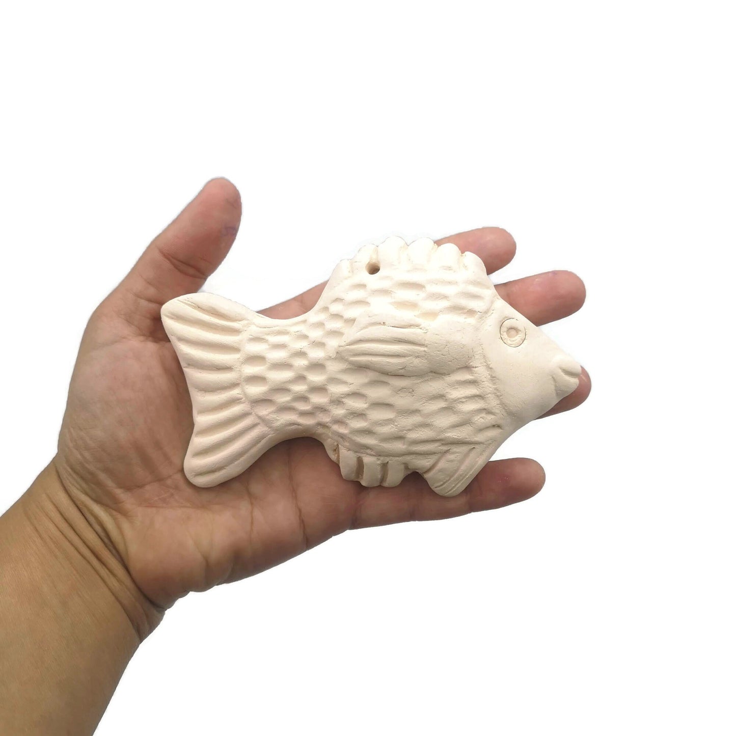 Handmade Ceramic Bisque Blank Fish Wall Hanging, Unpainted Artisan Pottery Wall Decor Beach Themed, Ocean Inspired Wall Art Ready To Paint - Ceramica Ana Rafael