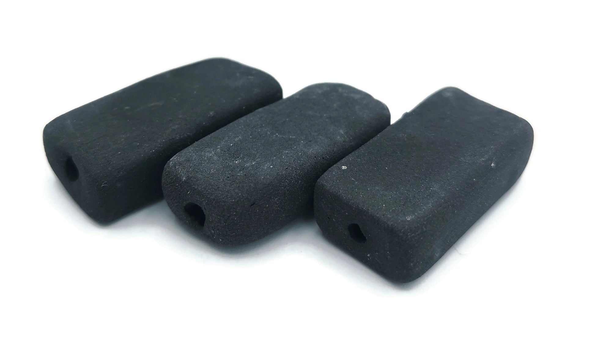 LARGE RECTANGULAR BEADS, Ceramic Beads Matt Set of 3 Tile Beads For Crafting Or Decorating, Jewelry Making Beads - Ceramica Ana Rafael