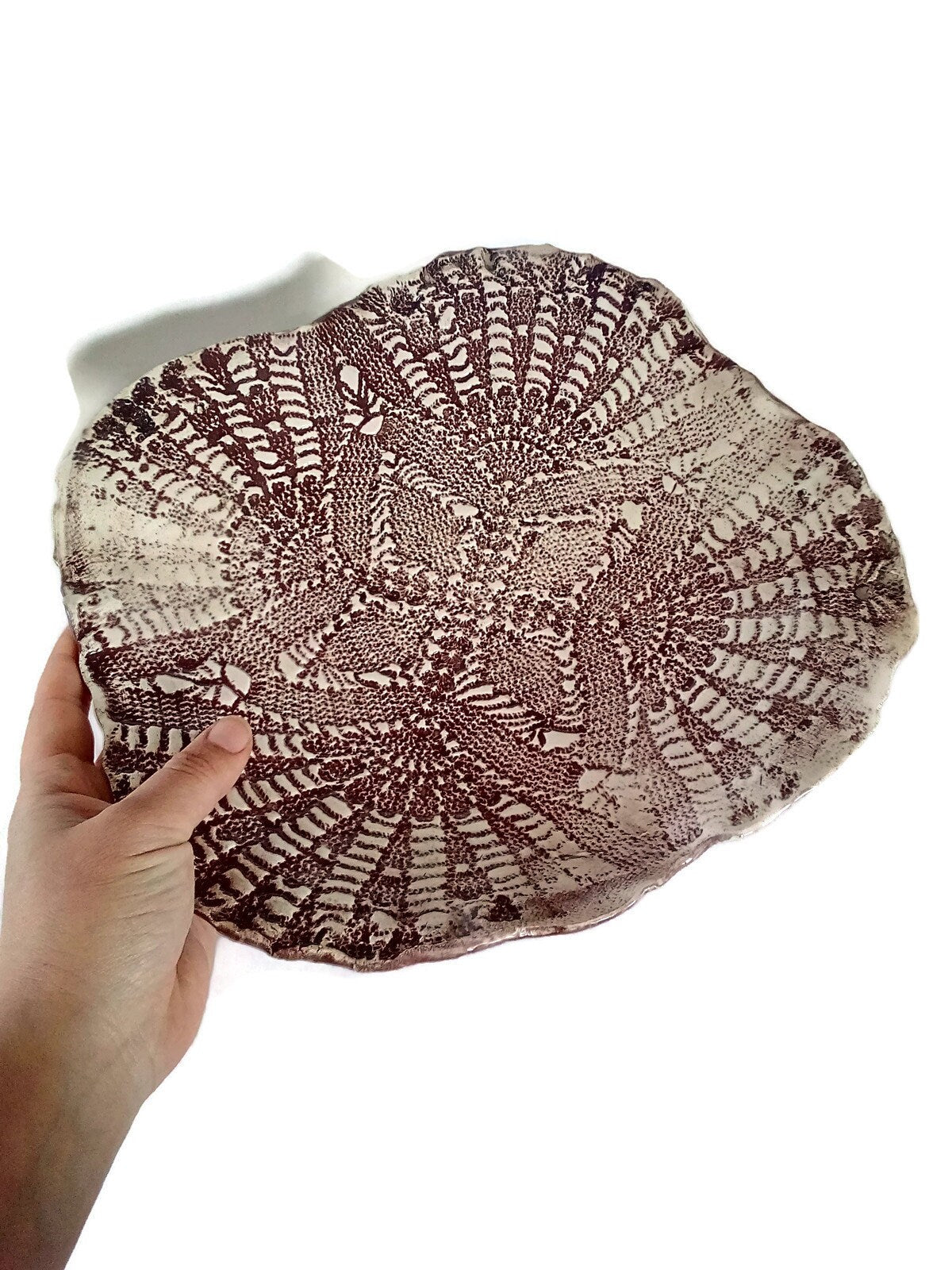 Antique Lace Decorative Ceramic Platter, Portuguese Pottery Best Gifts For Her, Mom Birthday Gift From Son Best Seller Decorative Tray Decor - Ceramica Ana Rafael