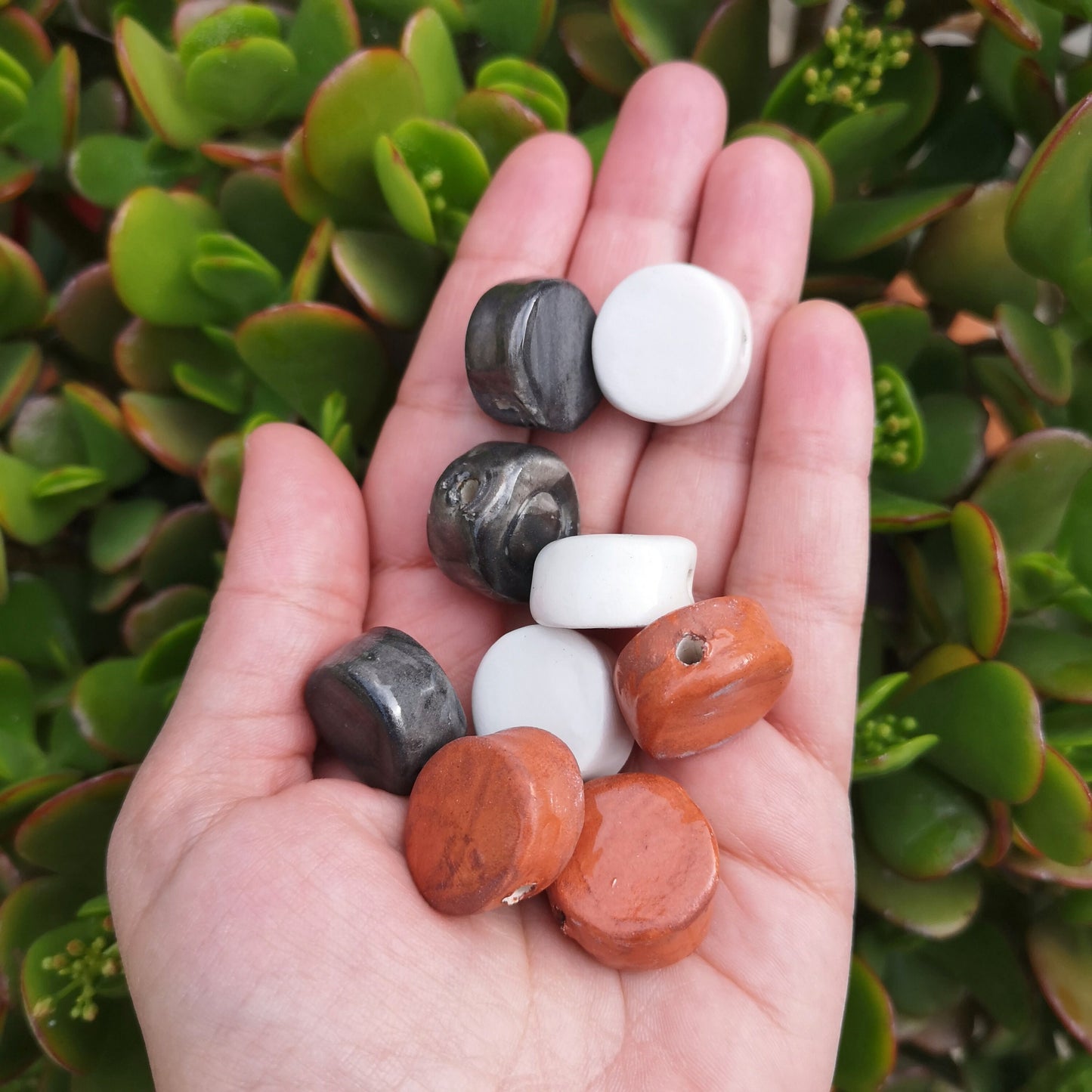 9Pcs 20mm Extra Large Handmade Ceramic Beads for Jewelry Making, Macrame Beads Large Hole 2mm, Artisan Unusual Clay Beads For DIY Crafts - Ceramica Ana Rafael