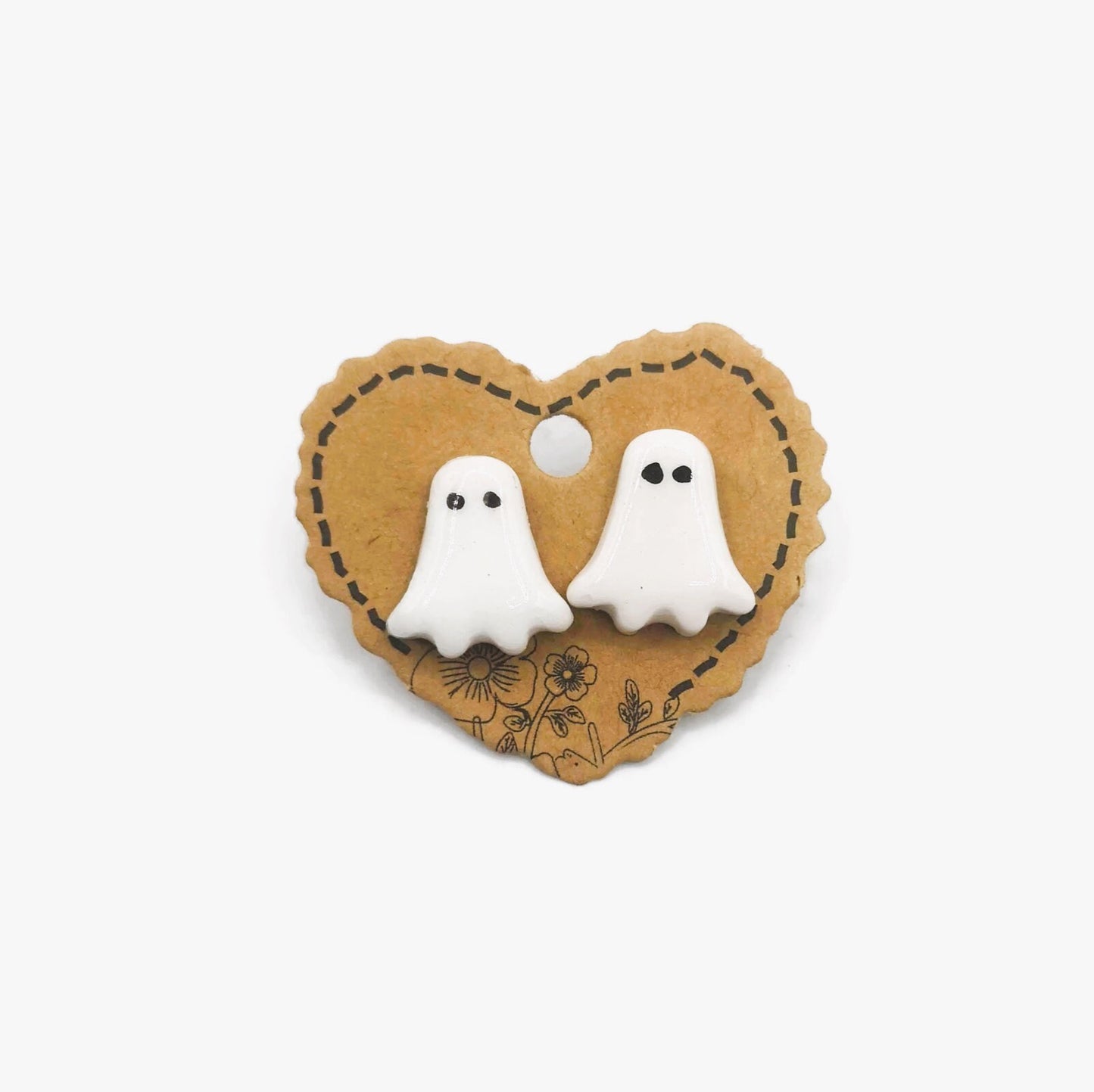 Handmade Ceramic Ghost Stud Earrings For Girls- Spooky Cute Halloween Jewelry For Women - Ceramica Ana Rafael