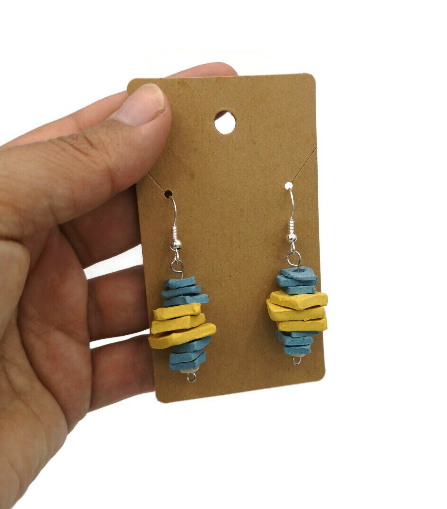 Aesthetic Sterling Silver Earrings Dangle For Women, Novelty Earrings 9th Anniversary Gift for Wife - Ceramica Ana Rafael