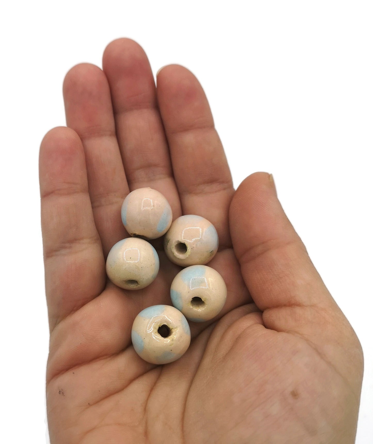 ROUND BEADS, BUBBLEGUM Beads, Set of 5 2mm Hole Ceramic Beads For Jewelry Making, Unique Pastel Clay Beads For Macrame - Ceramica Ana Rafael