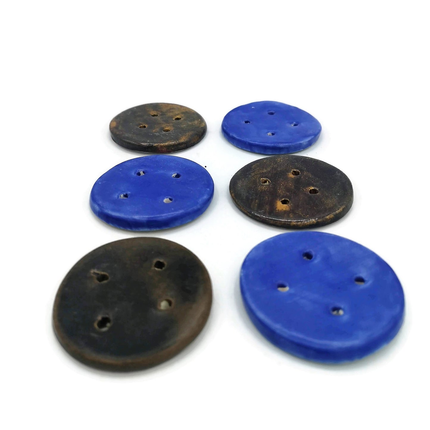 6Pc 55mm Extra Large Sewing Buttons For Crafts, Handmade Ceramic Round Novelty Buttons, Coat Button Lot For Clothes And Home Decor - Ceramica Ana Rafael