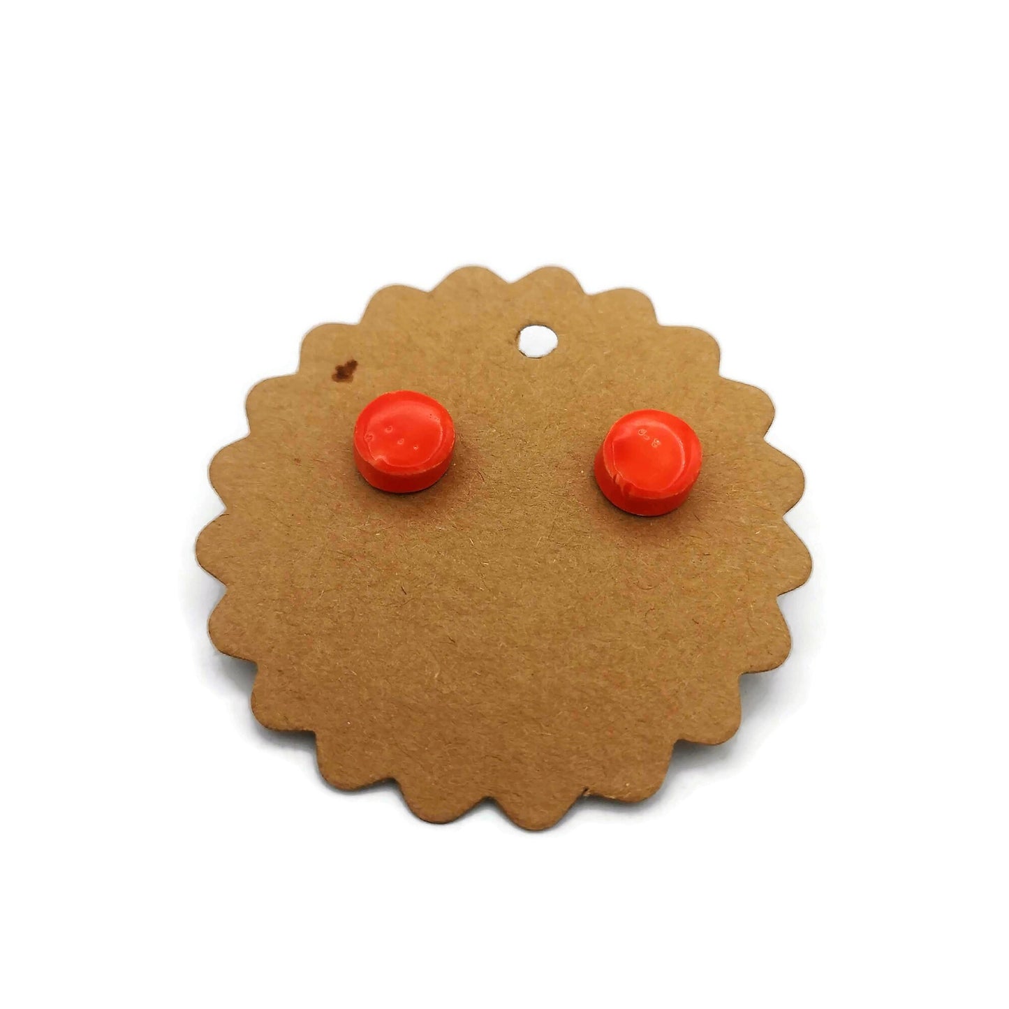 Simple Stud Earrings For Women, Ceramic Orange Earrings, Tiny Stud Earrings, Aesthetic Handmade Jewelry Minimal Best Gifts For Her - Ceramica Ana Rafael