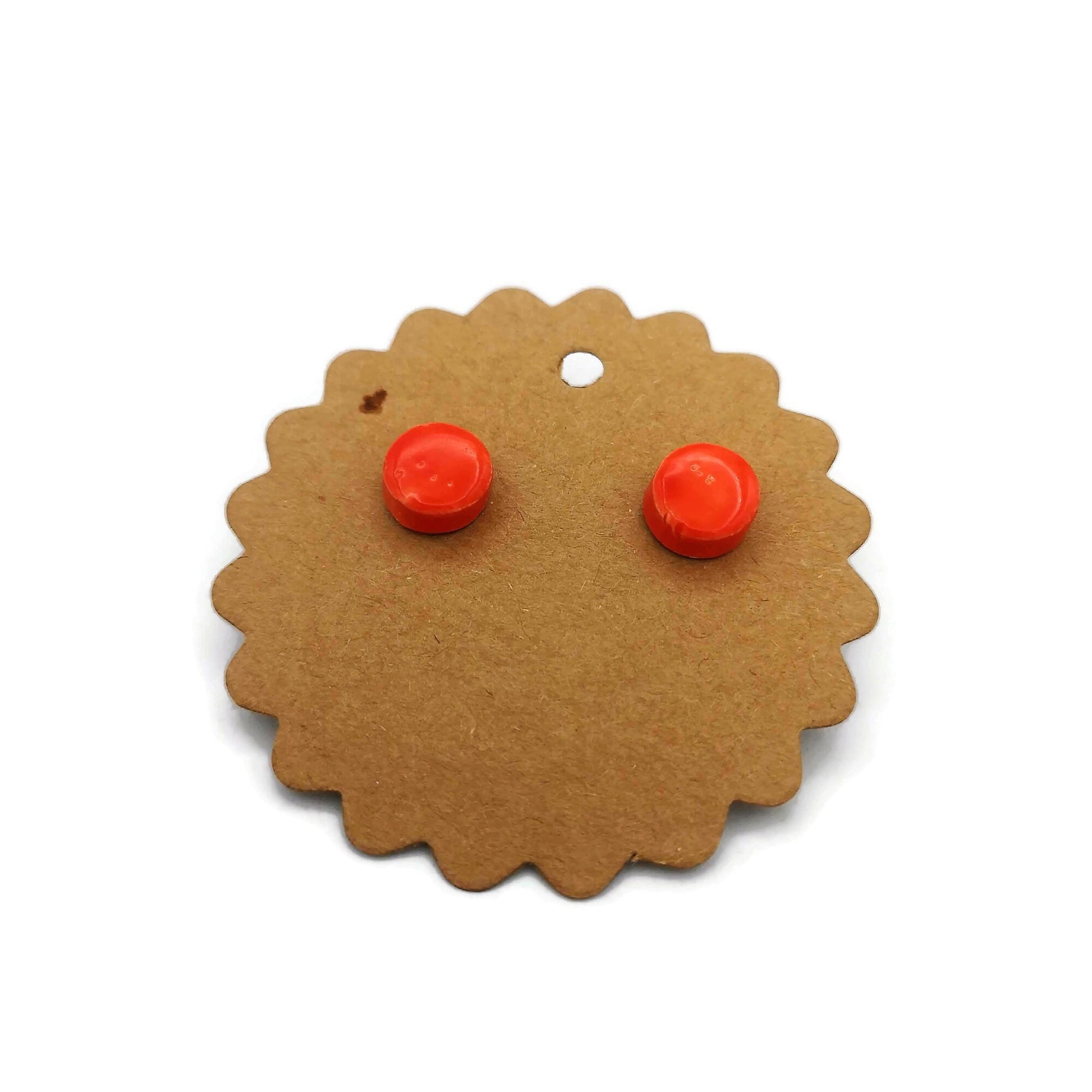 Simple Stud Earrings For Women, Ceramic Orange Earrings, Tiny Stud Earrings, Aesthetic Handmade Jewelry Minimal Best Gifts For Her - Ceramica Ana Rafael