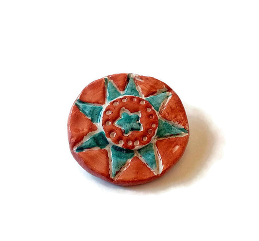 Star Brooch, Handmade Ceramic Celestial Brooches For Women, Mom Birthday Gift From Daughter, Clay Cameo Broach Pin, Grandma Christmas Gifs - Ceramica Ana Rafael