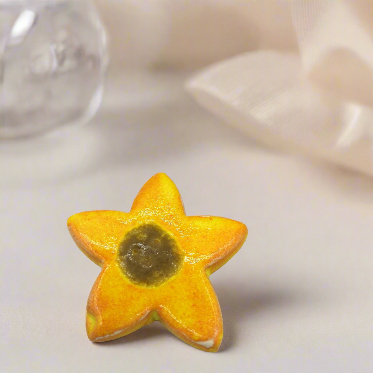 Yellow Sunflower Pin For Women, Handmade Ceramic Scarf Brooch, Best Sellers Mothers Day Gift For Grandma, Artisan Clay Jewelry Ready To Ship