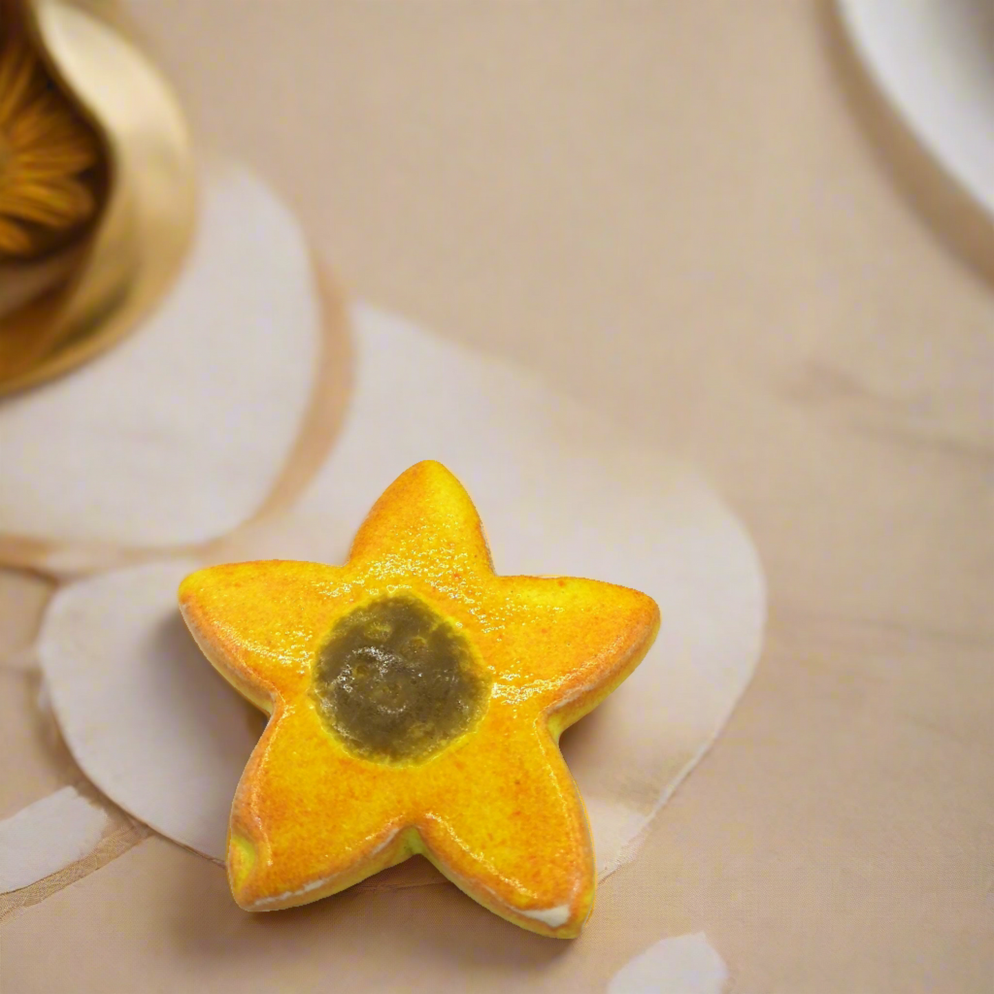 Yellow Sunflower Pin For Women, Handmade Ceramic Scarf Brooch, Best Sellers Mothers Day Gift For Grandma, Artisan Clay Jewelry Ready To Ship