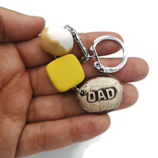Beaded Keychain, Dad Birthday Gift, Cool Keychain For Men Customizable, Ceramic Clay Charm Keyring Accessories Gift For Daddy - Ceramica Ana Rafael