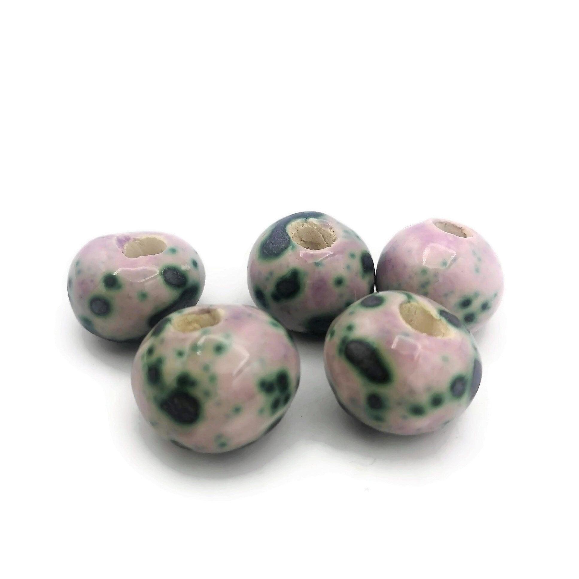 1pc Extra Large Macrame Bead Large Hole, Handmade Ceramic Beads For Clay Jewelry Making, Unique Porcelain Bubblegum Beads - Ceramica Ana Rafael