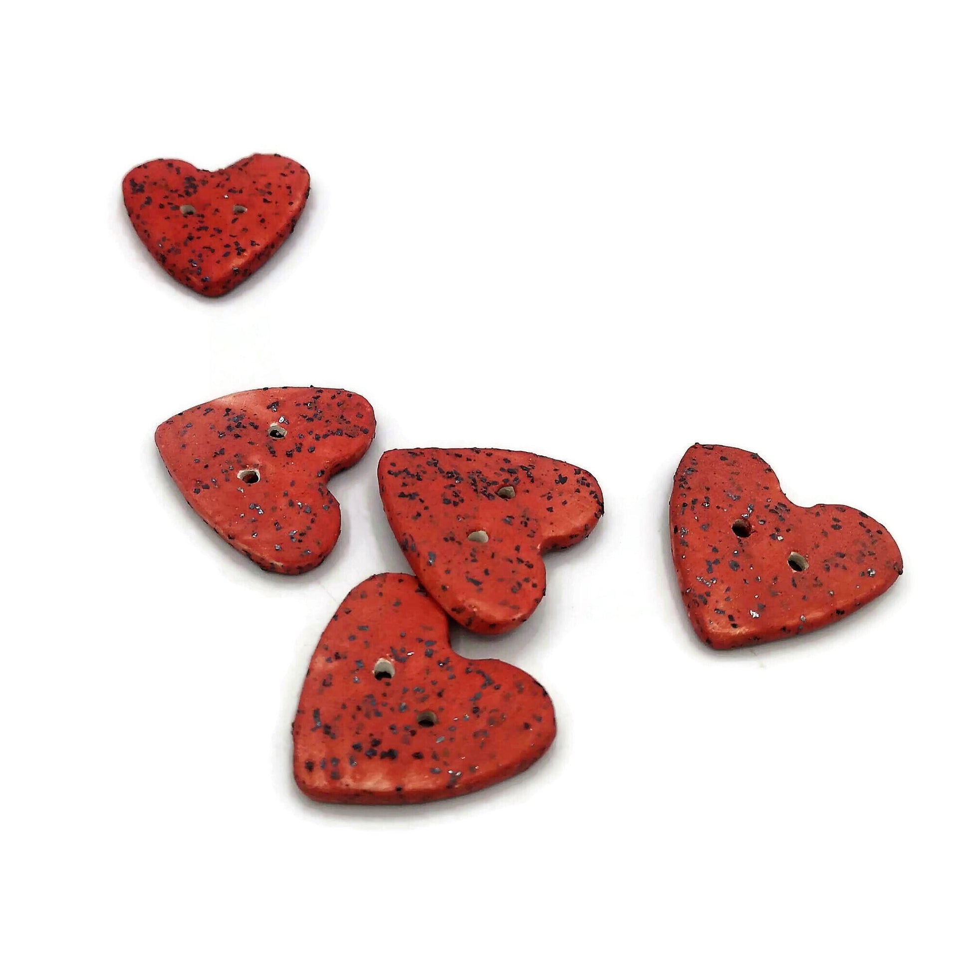 HEART BUTTON, NOVELTY Theme Buttons For Crafts, Unique Valentines Day Decor, Cute Handmade Ceramic Heart Shaped Buttons - Ceramica Ana Rafael