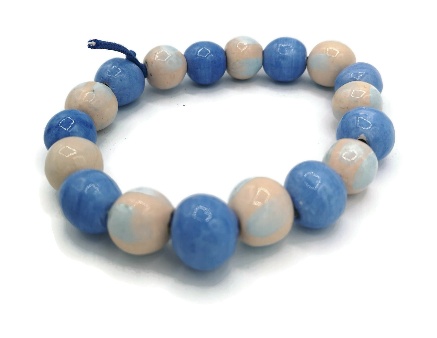 Handmade Ceramic Beads For Jewelry Making, Set Of 18 Mixed Decorative Round Shape Pastel Beads For Crafting, Assorted Beads Unique - Ceramica Ana Rafael