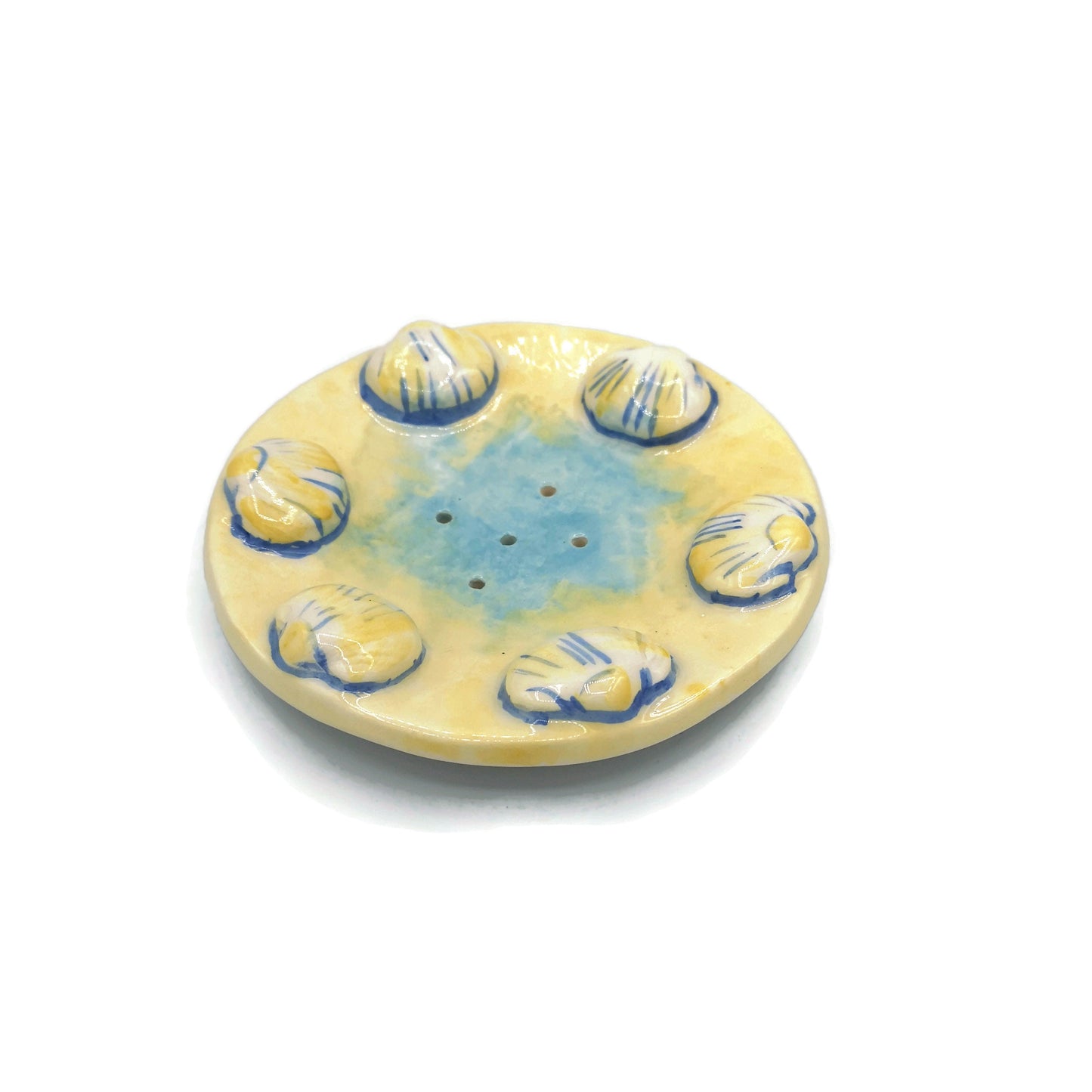 Seashell Draining Ceramic Soap Dish With Drain Holes, Zero Waste Bathroom Accessories, Clay Soap Saver, Soap Bar Holder - Ceramica Ana Rafael