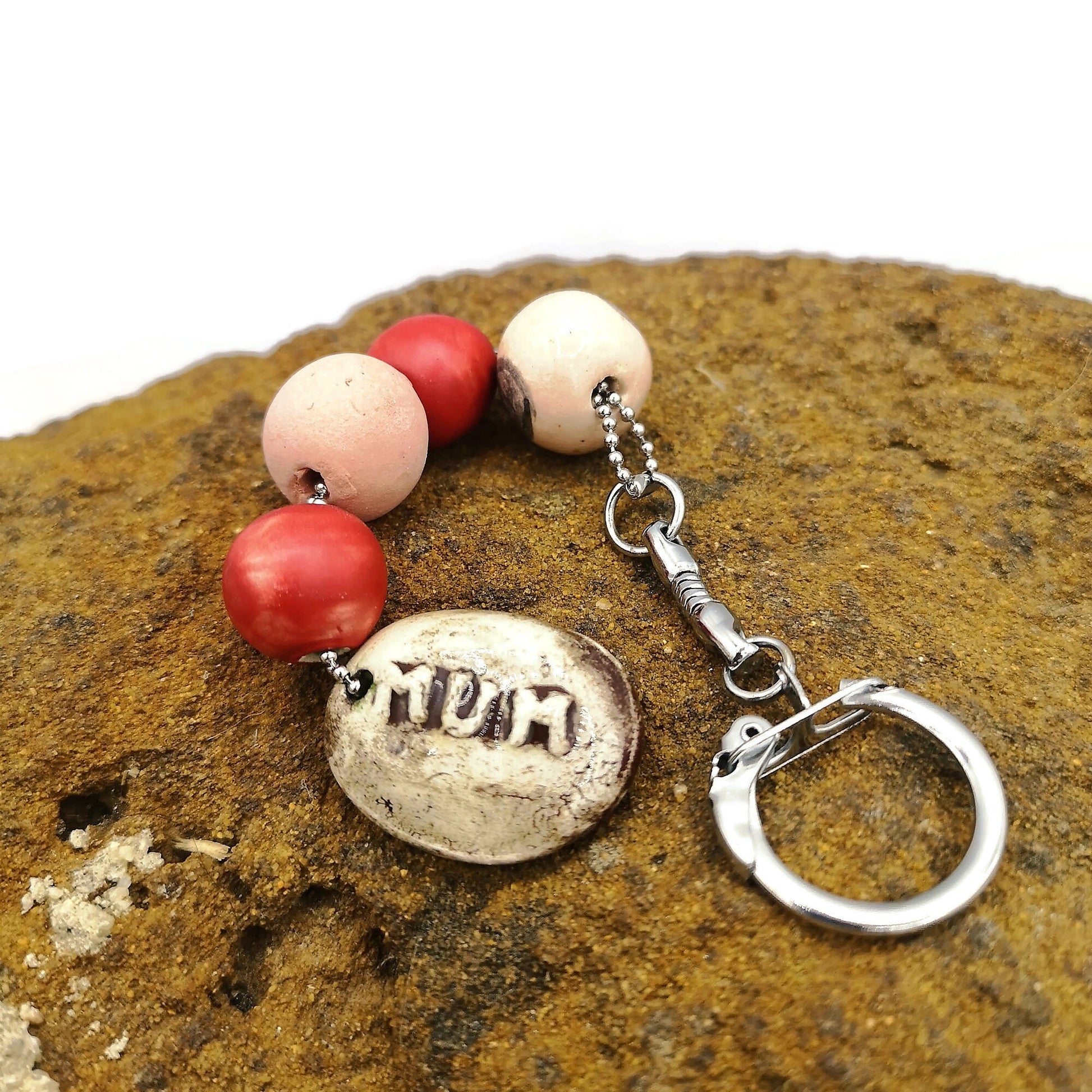 MUM KEYRING, CERAMIC Keychain For Women, Cute Clay Keychain Accessories For Mama - Ceramica Ana Rafael
