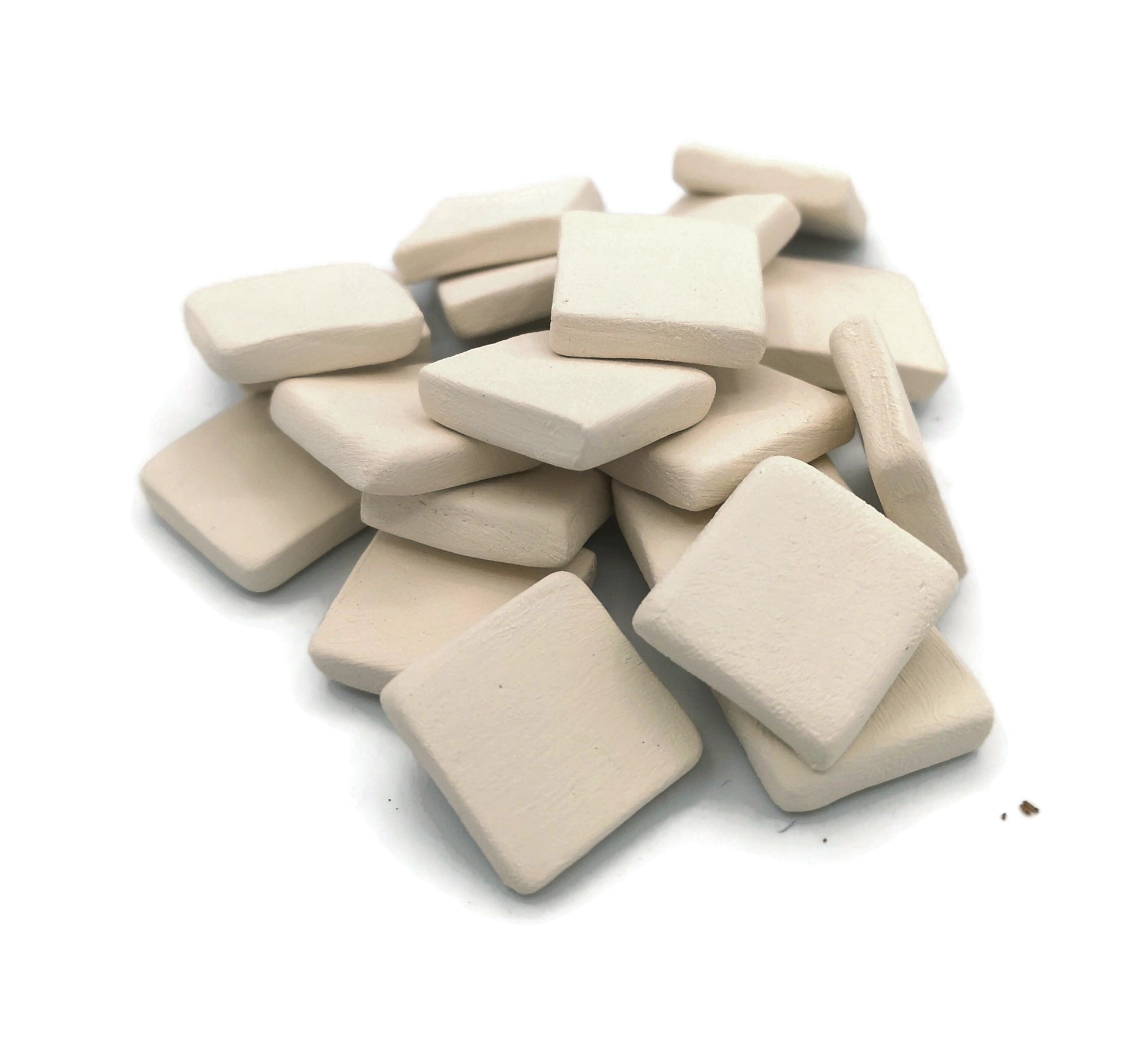 20Pc 20mm Handmade Small Bisque Ceramic Mosaic Tiles For Crafts, Blank Tiny Unpainted Squares or Stars Ready to Paint - Ceramica Ana Rafael