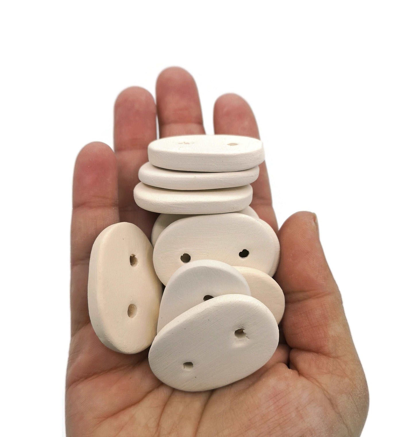 10Pc Large Oval Sewing Buttons, Custom Buttons Diy Craft Kit, Best Sellers, Handmade Ceramic Bisque Ready To Paint Sewing Notions