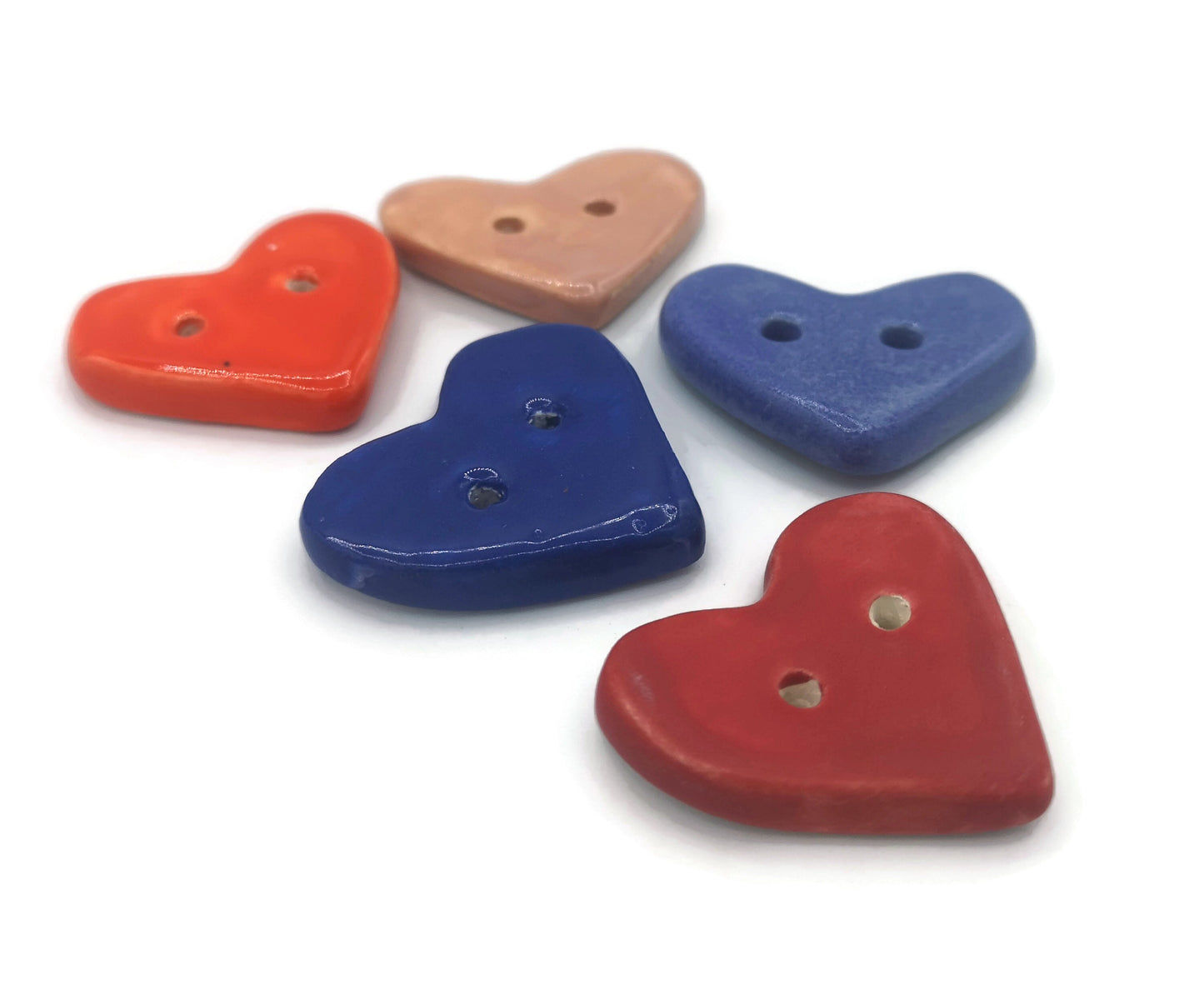 5Pc heart shaped sewing buttons, large buttons for sweater, handmade ceramic buttons for crafts, clay buttons, best seller blazer buttons - Ceramica Ana Rafael