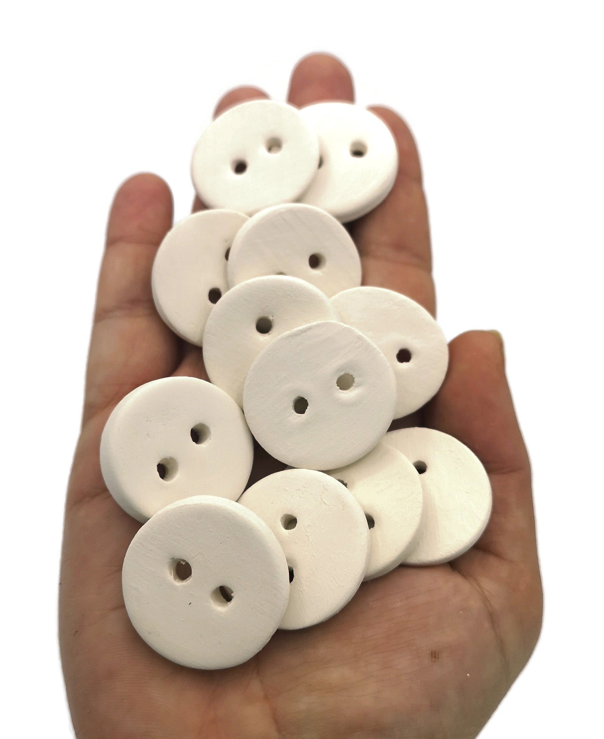 Handmade Ceramic Bisque Sewing Buttons Set Ready To Paint, Blank Unfinished Unpainted Craft Kit, Best Sellers Clothing Accessories - Ceramica Ana Rafael