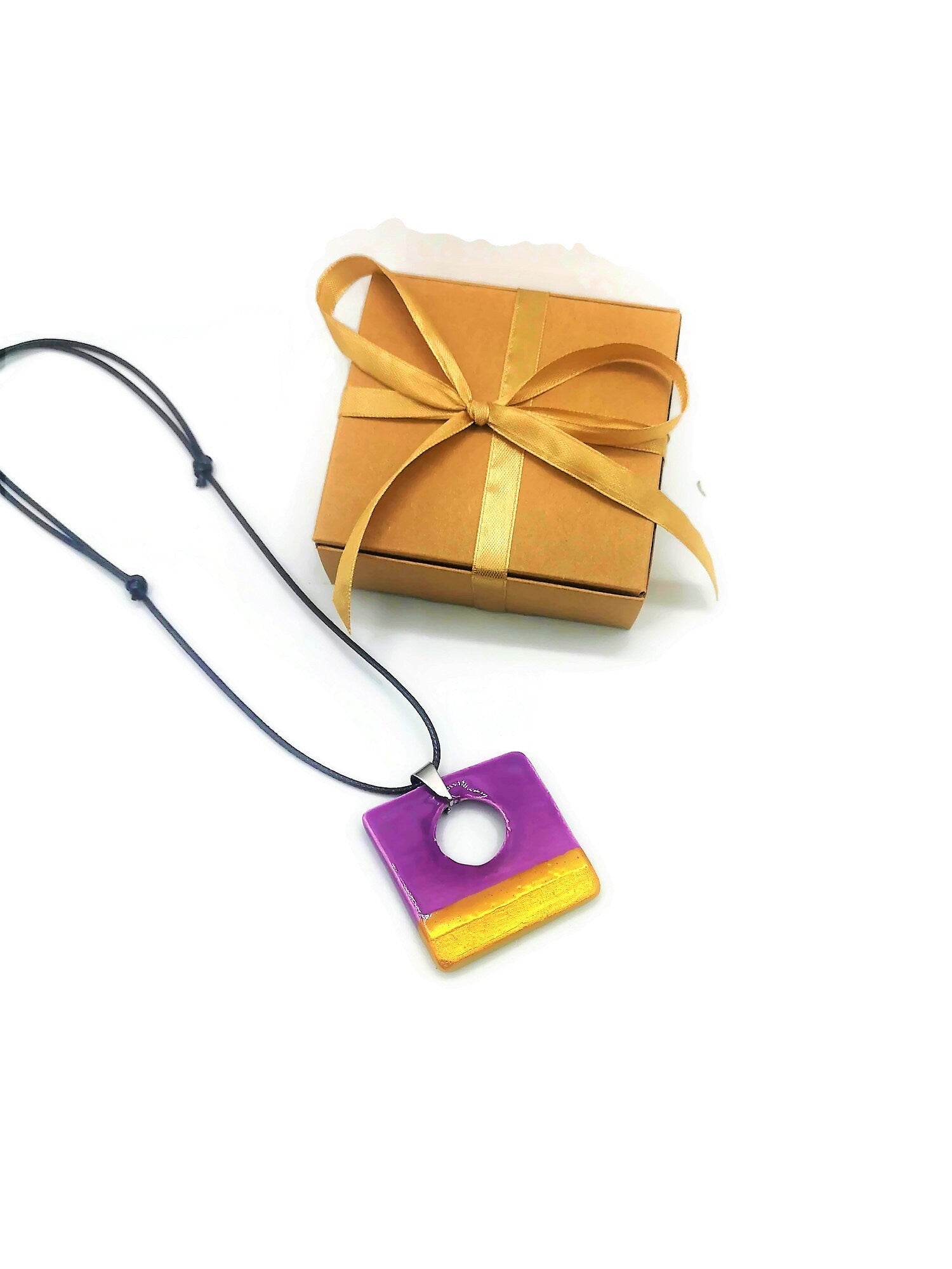 Geometric Statement Necklace Pendant for Women, Handmade Ceramic Jewelry Best Gifts For Her, Personalized Mother's Day Gift For Grandma - Ceramica Ana Rafael