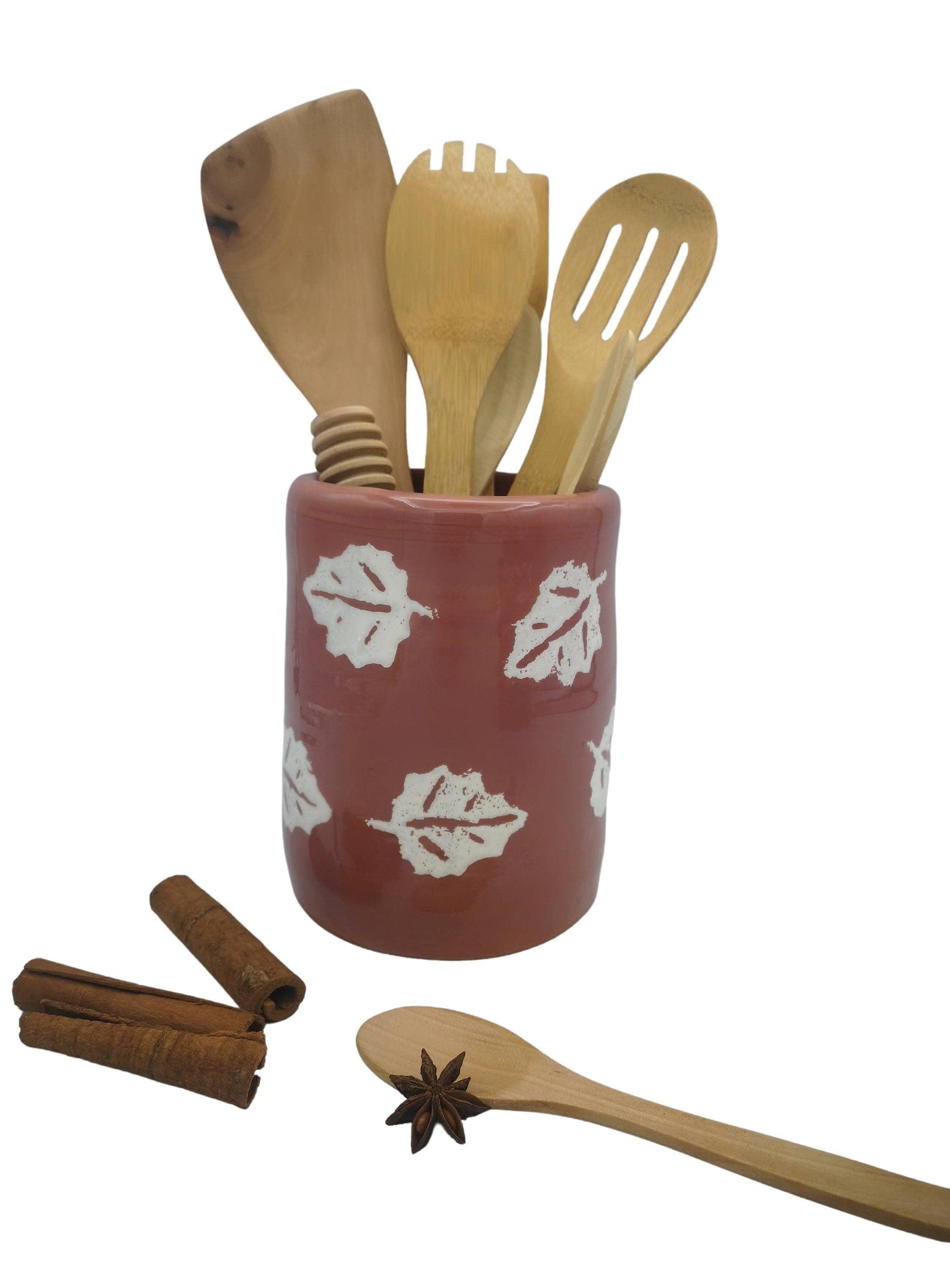 1Pc Handmade Ceramic Terracotta Vase Large Utensil Holder, Spoon Holder Farmhouse Decor House Warming Gifts New Home Paintbrush Holder Crock - Ceramica Ana Rafael