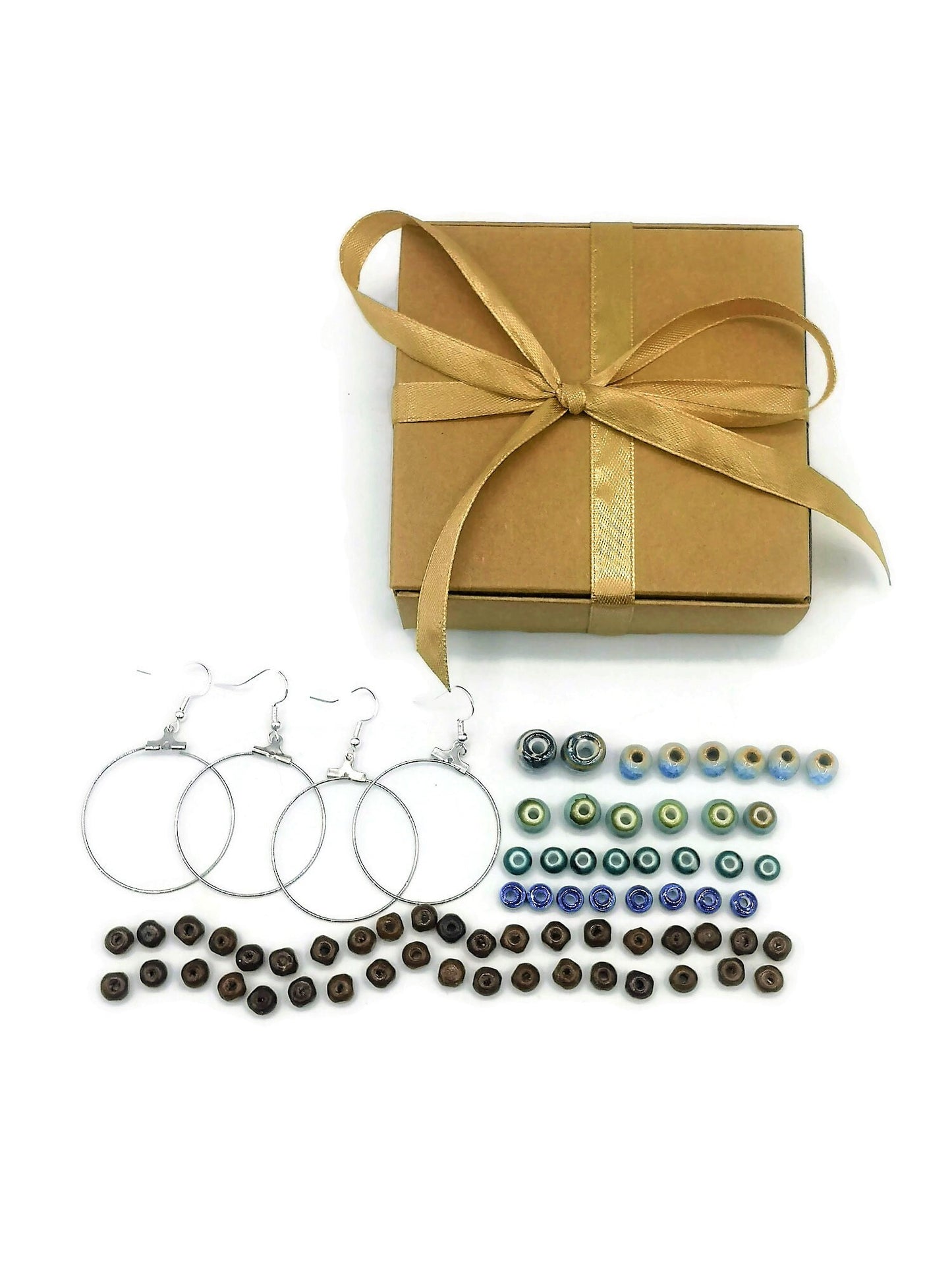 72Pcs DIY Craft Kit Beaded Dangle Earring Making Kit No Tools Needed, Unique Handmade Ceramic Jewelry Making Kit, Birthday Teenage Girl Gift - Ceramica Ana Rafael