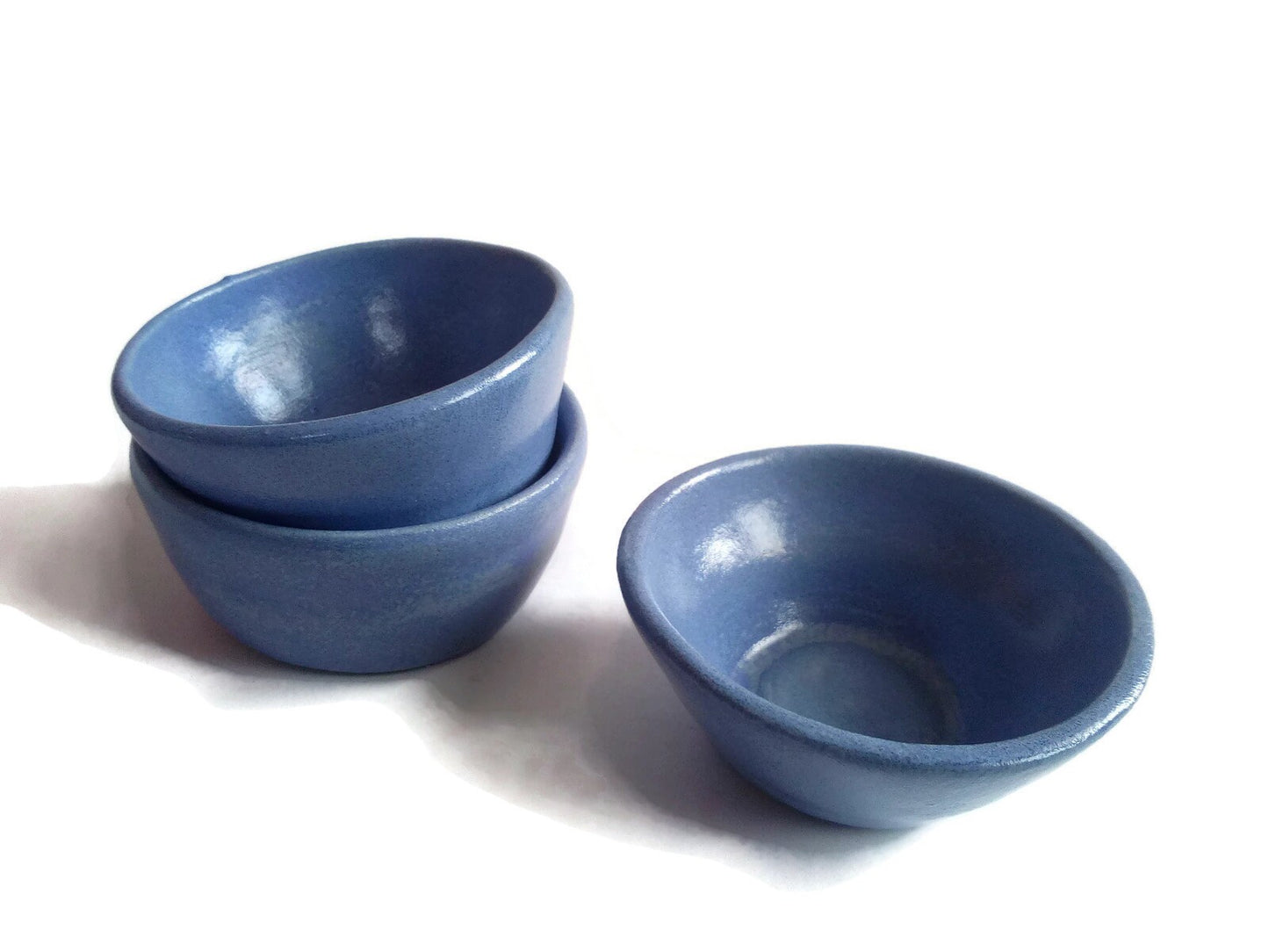3Pc Blue Handmade Ceramic Bowl Set, Soy Sauce Bowl, Unique Small Sauce Bowls To Serve Small Things, Decorative Bowl Gift For Mom - Ceramica Ana Rafael
