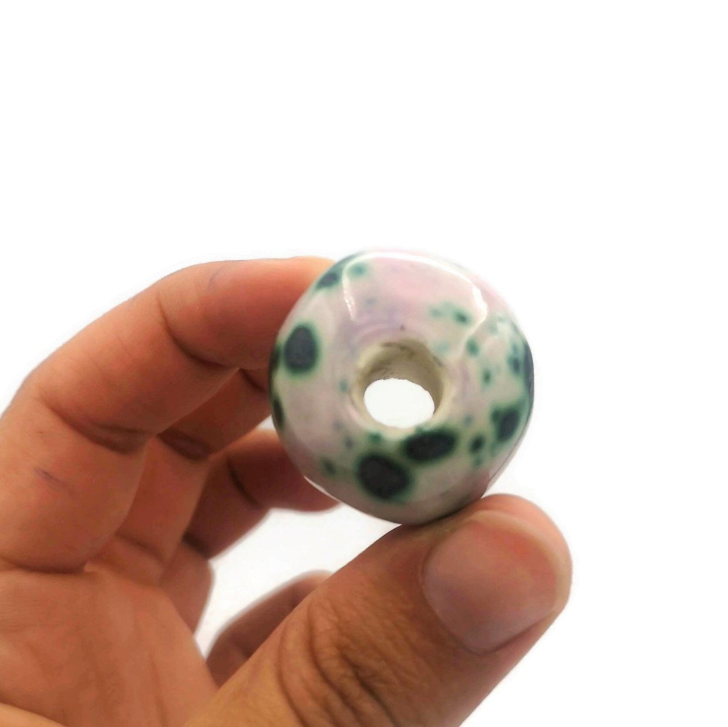 1pc Extra Large Macrame Bead Large Hole, Handmade Ceramic Beads For Clay Jewelry Making, Unique Porcelain Bubblegum Beads - Ceramica Ana Rafael