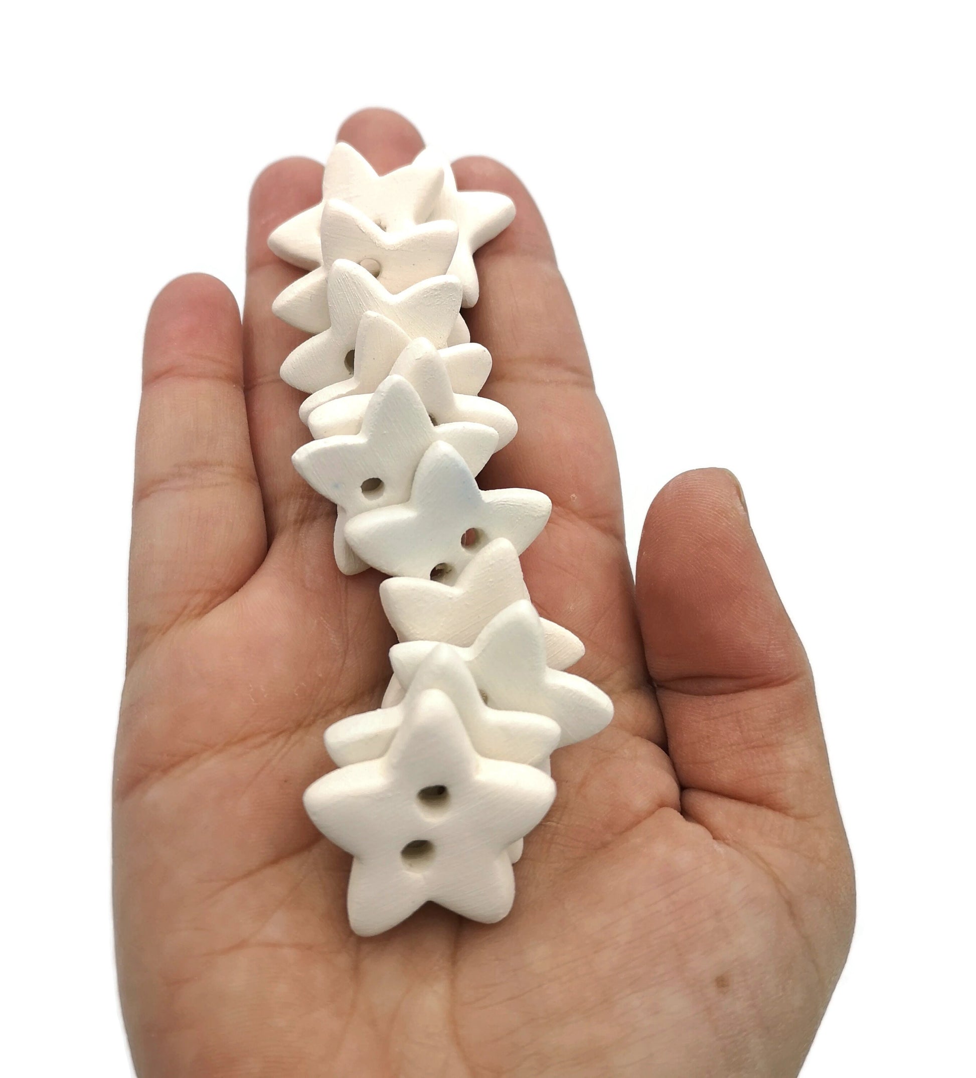 Blank Star Sewing Buttons, Unpainted Handmade Ceramic Bisque Ready To Paint, best sellers celestial buttons for favors ornaments - Ceramica Ana Rafael