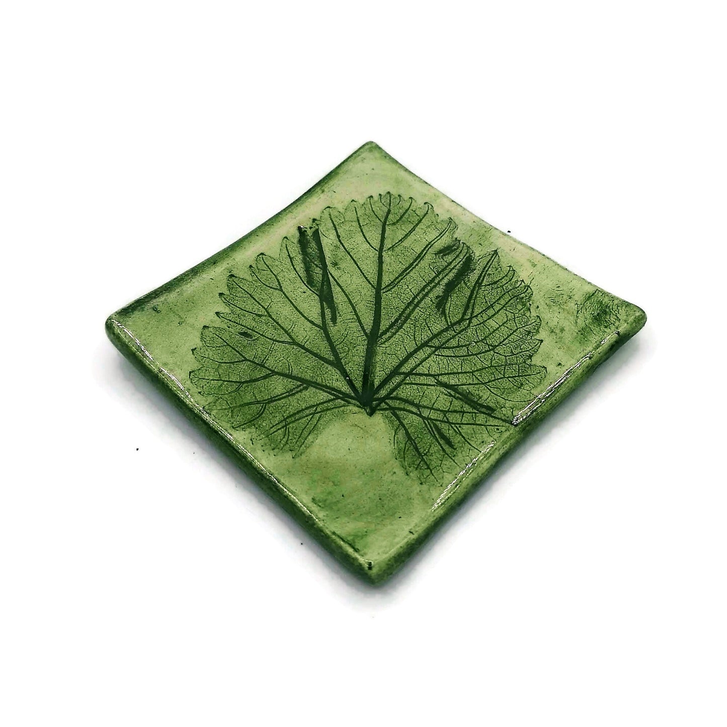 Ceramic candle holder, tealight holder, clay trinket dish, jewelry dish, square tea bag holder, small unique wedding favors - Ceramica Ana Rafael