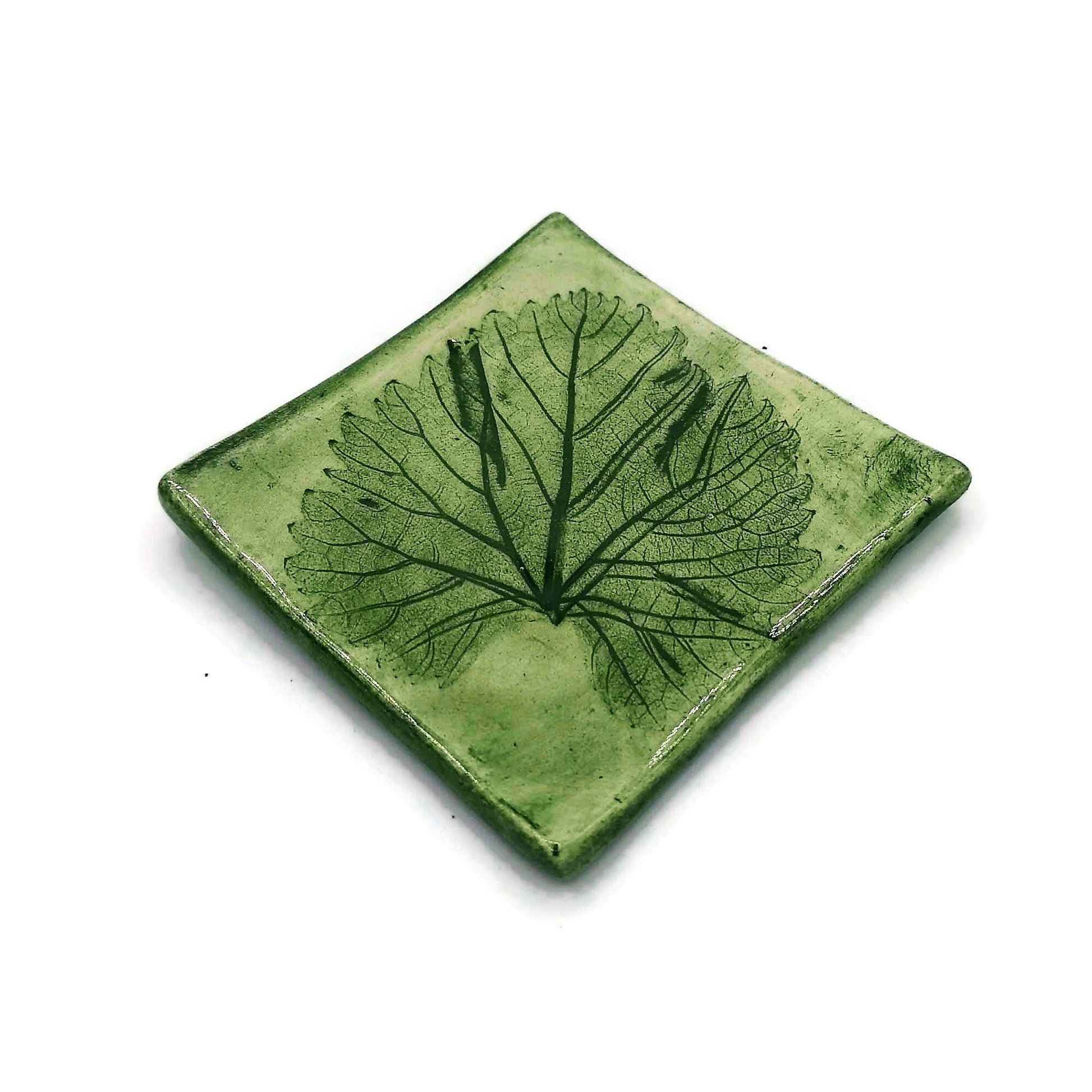 Ceramic candle holder, tealight holder, clay trinket dish, jewelry dish, square tea bag holder, small unique wedding favors - Ceramica Ana Rafael