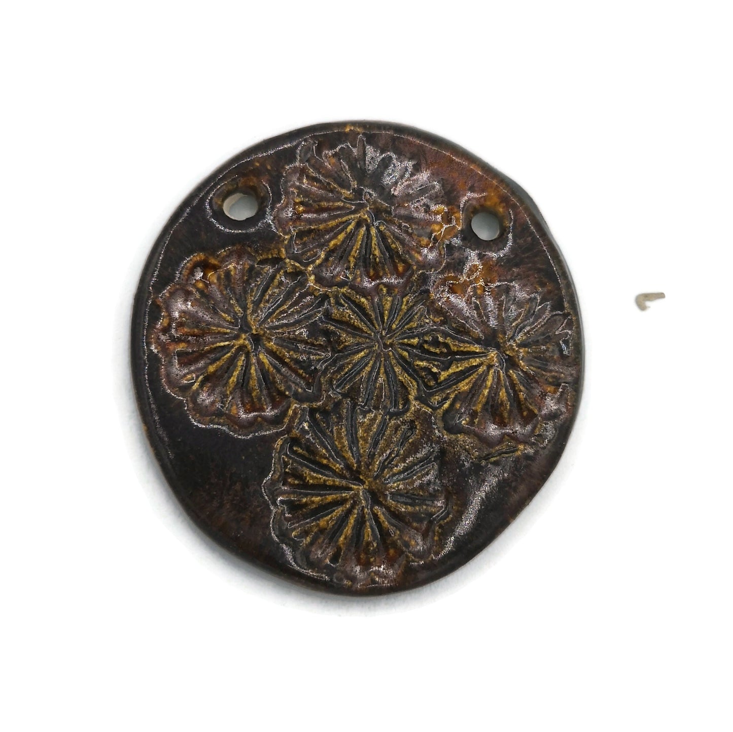 Large Flower Charms For Jewelry Making, Unique Handmade Ceramic Necklace Pendant With Poppy Design, 2 Holes Cute Eclectic Artisan Clay Charm - Ceramica Ana Rafael