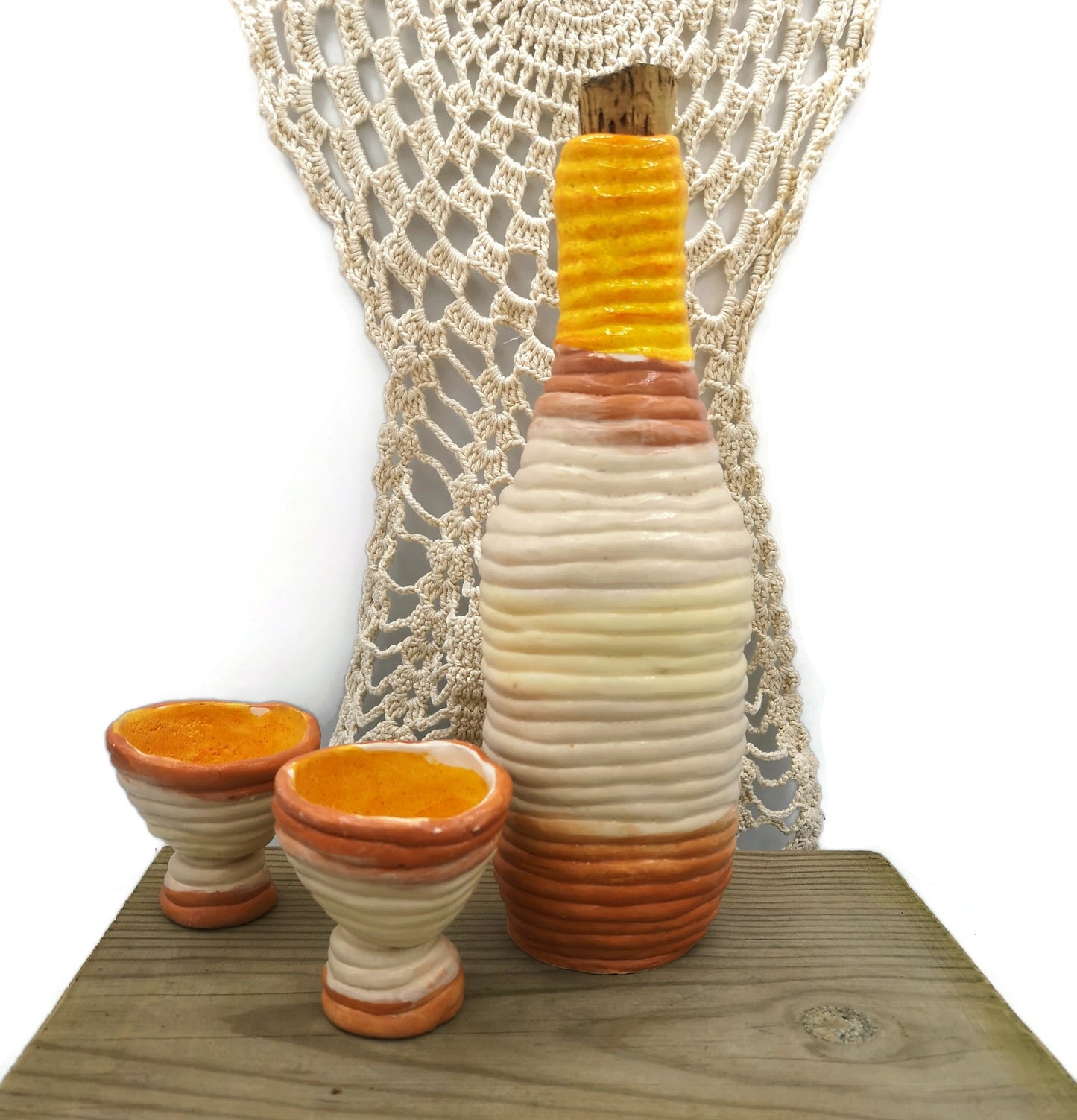 Decorative Shot Glasses And Bottle With Cork Stopper, Best Gifts For Him, Best Sellers Ceramic Vase Handmade Ceramic Jar Unique Wedding Gift - Ceramica Ana Rafael