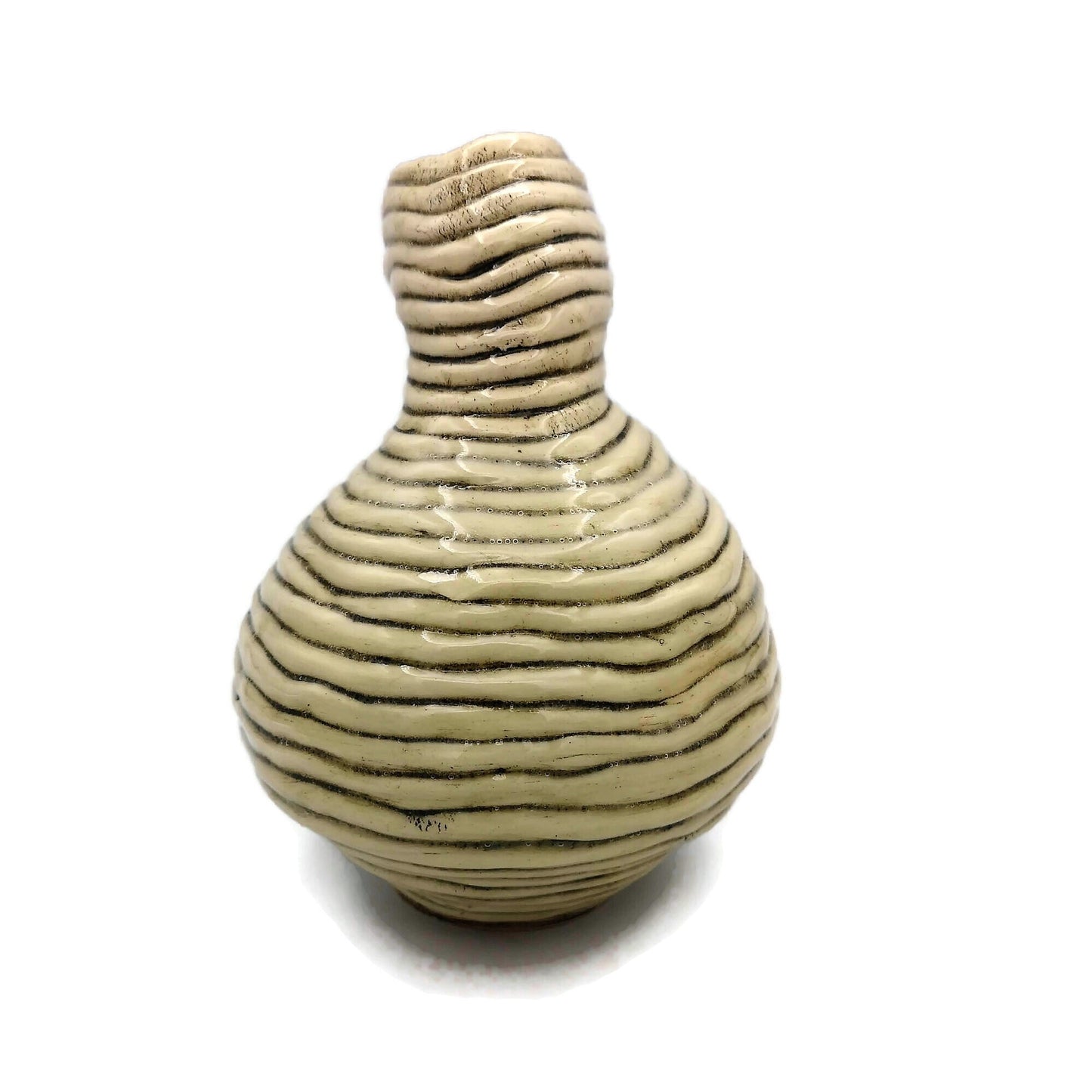 Textured Ceramic Bud Vase, Unique Flower Vase Best Gifts For Him, Irregular Shape Handmade Stoneware Pottery Mid Century Modern - Ceramica Ana Rafael