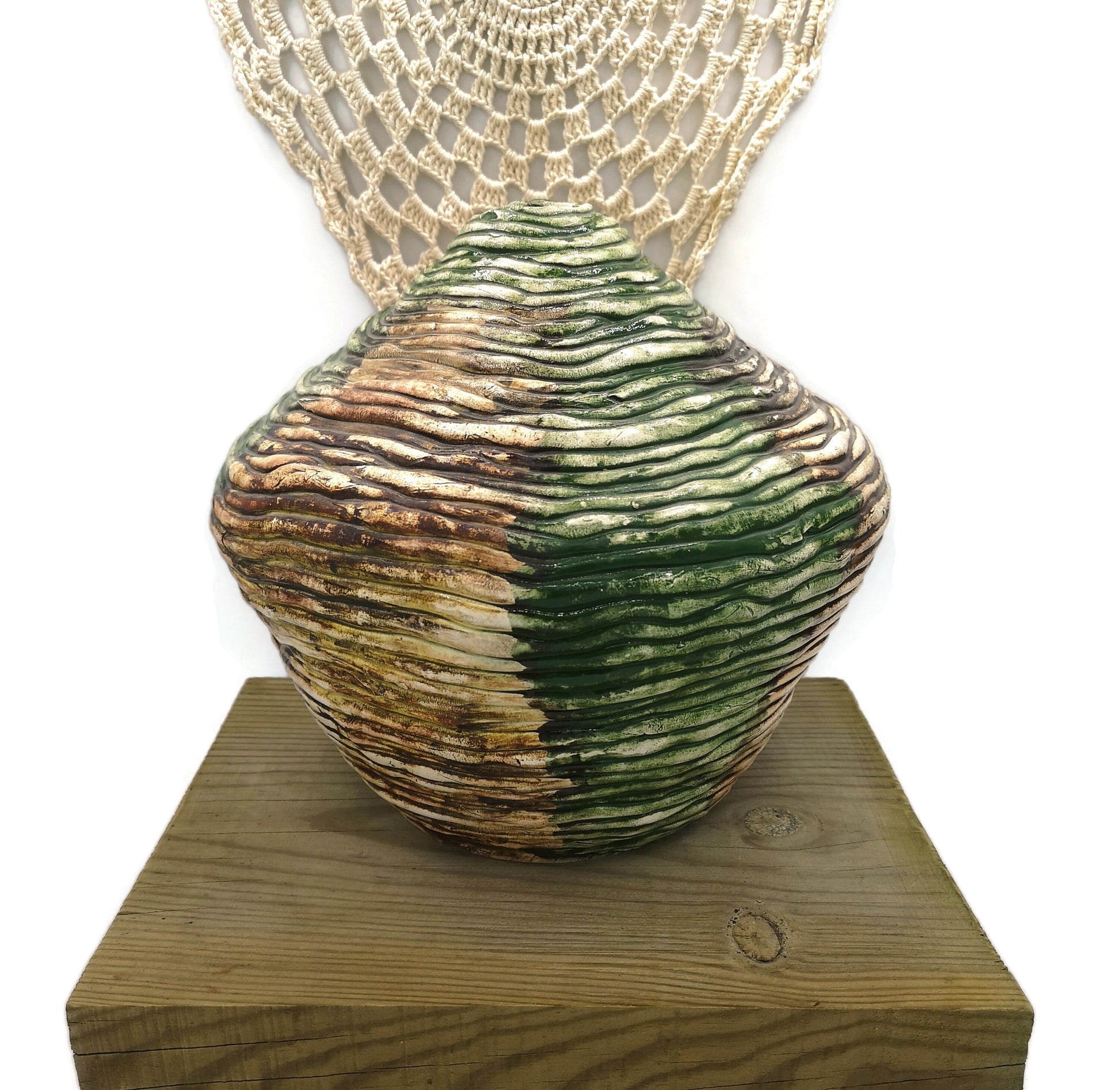 Handmade Ceramic Bud Vase, Rustic Home Decor, Unique Wedding Gift For Couple, Ceramic Sculpture With Antique Look, Large Floor Vase Textured - Ceramica Ana Rafael