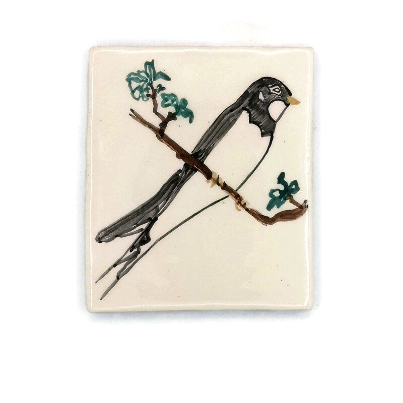 Hand Painted Swallow Bird Tiles For Backsplash, Bird Lovers Mother's Day Gift From Daughter, Handmade Ceramic Decorative Tiles Best Sellers - Ceramica Ana Rafael